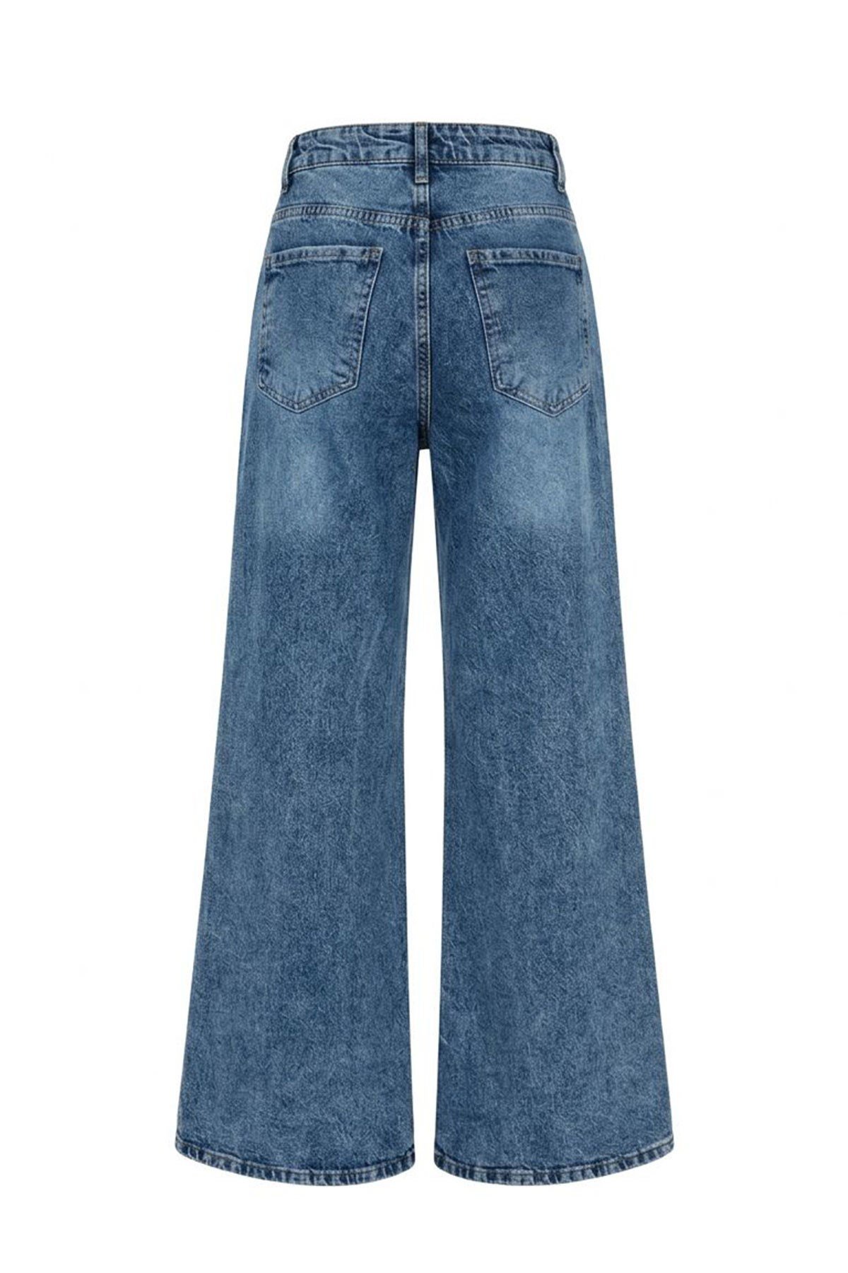 Tintli Wide Leg Jean Kar Yıkama- MAVİ