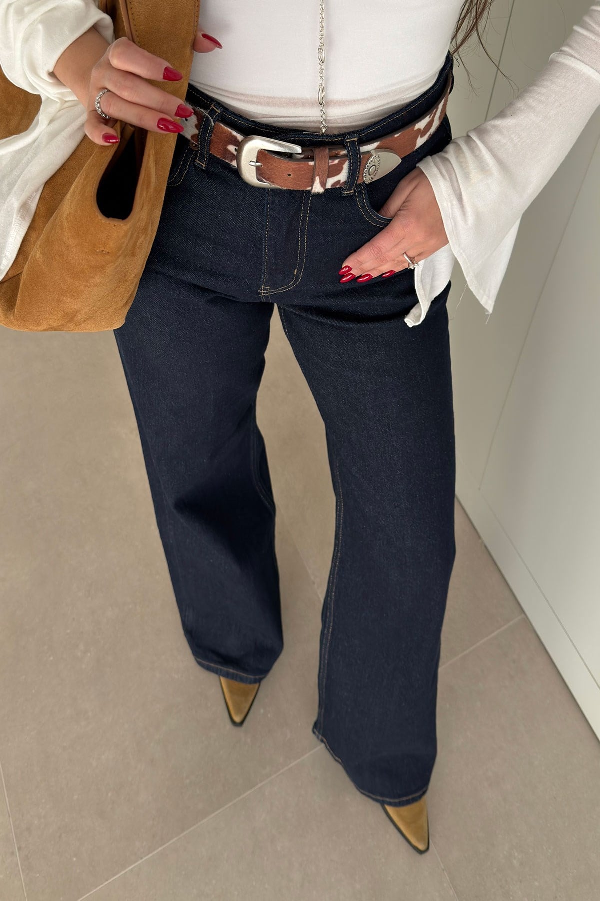 Tintli Wide Leg Jean- LACİVERT