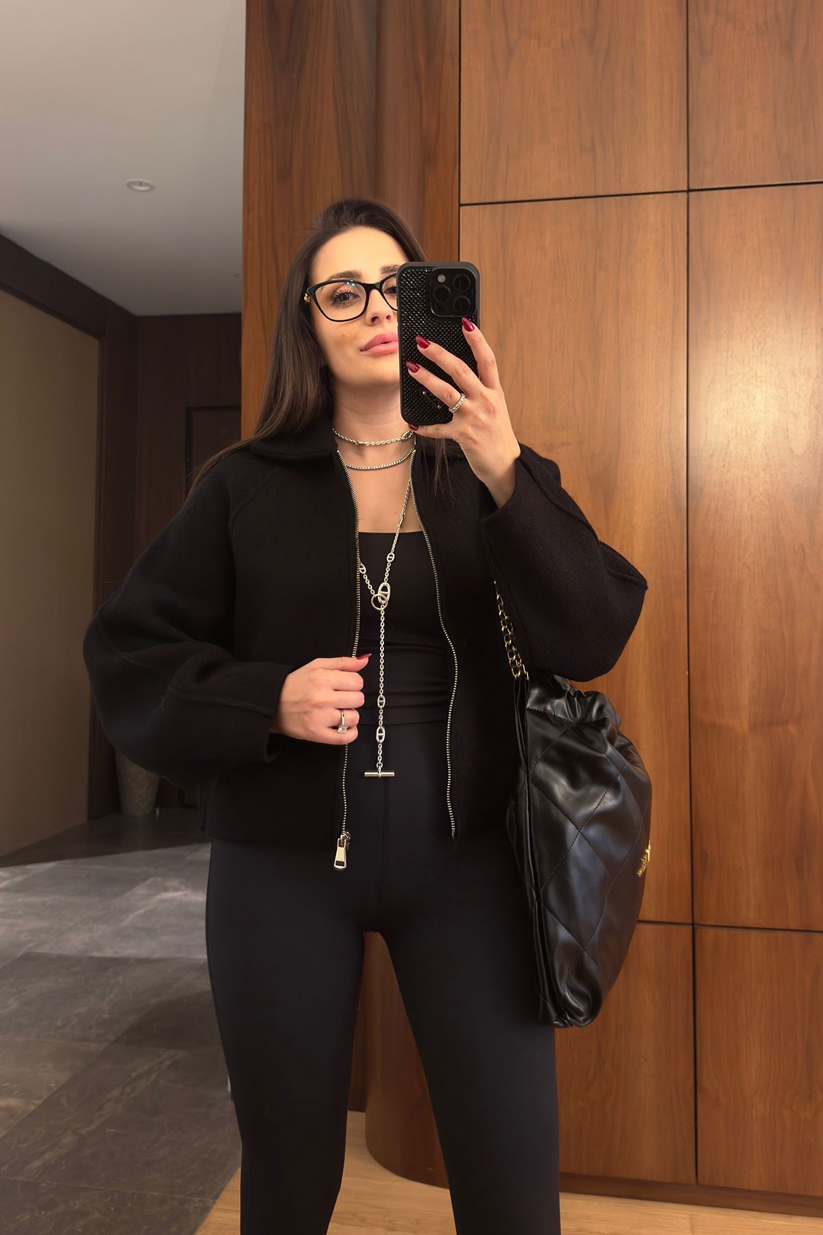Triko Önü Cepli Premium Bomber Ceket- SİYAH