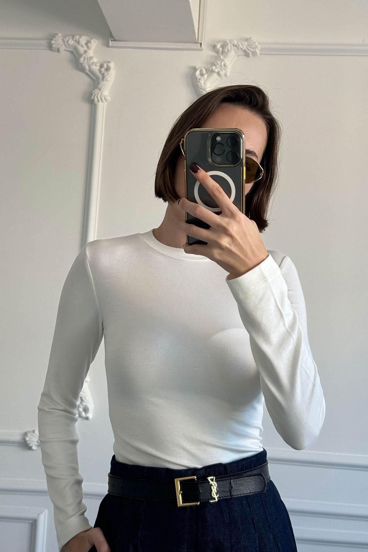Uzun Kollu Orijinal Body- BEYAZ