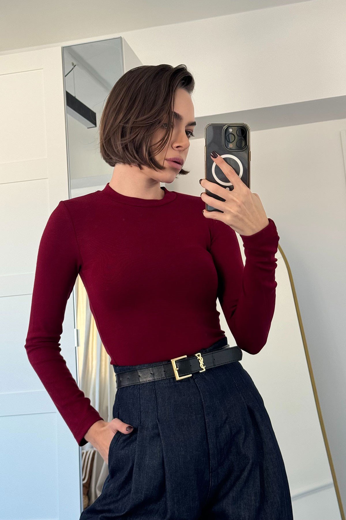 Uzun Kollu Orijinal Body- BORDO