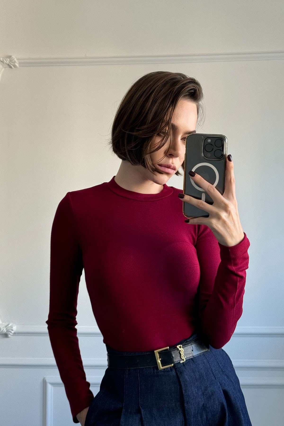 Uzun Kollu Orijinal Body- BORDO