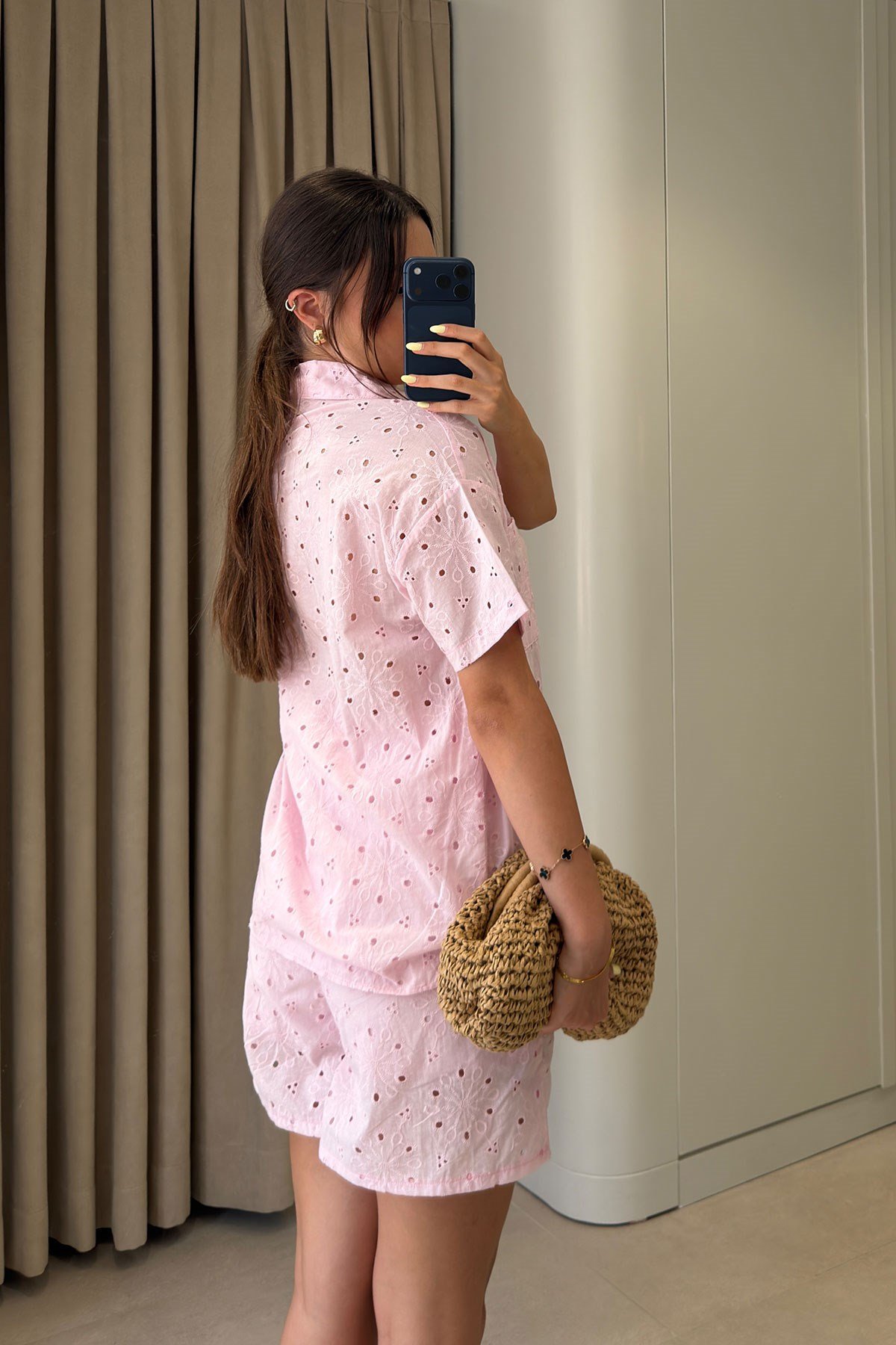 Verona Premium Şort Gömlek Takım- PEMBE