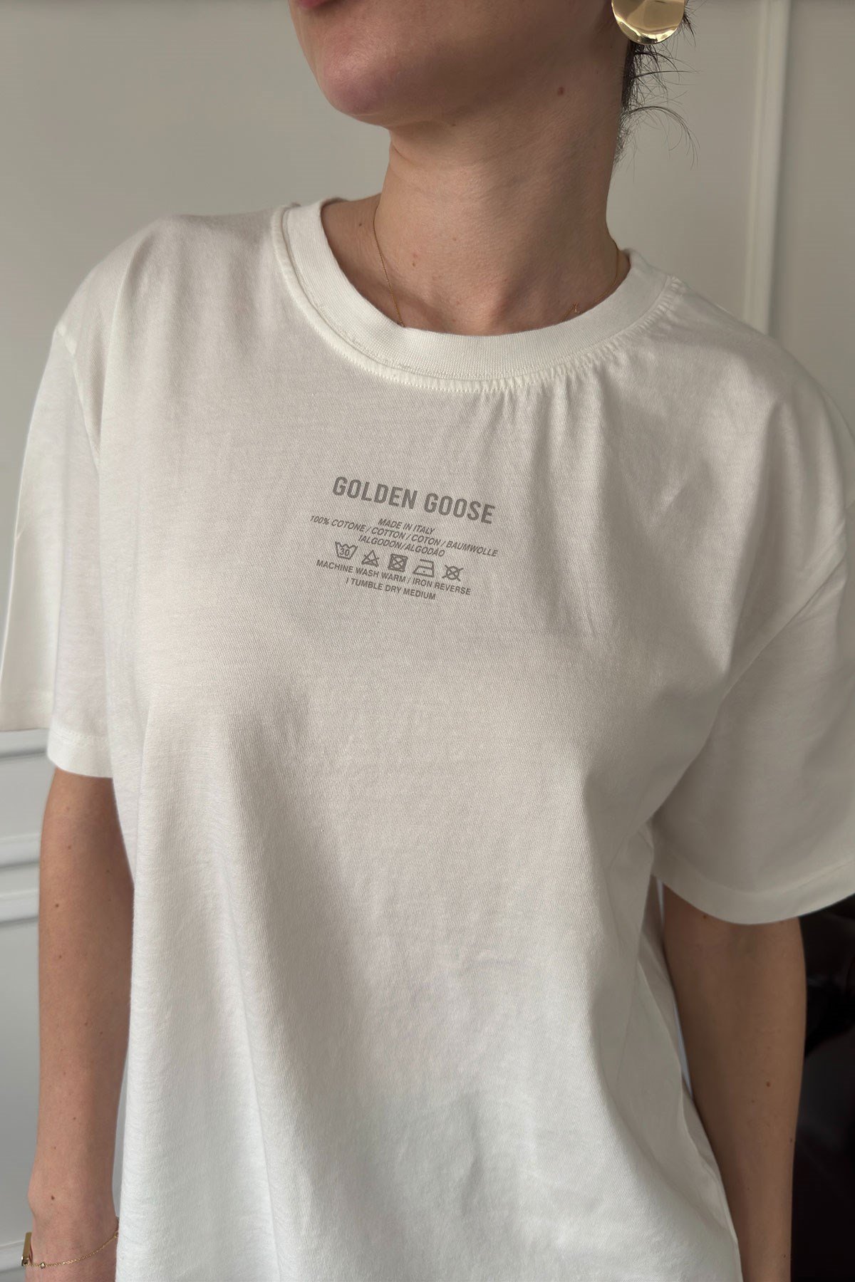 Yazı Baskılı Nakış Detay Tshirt- EKRU