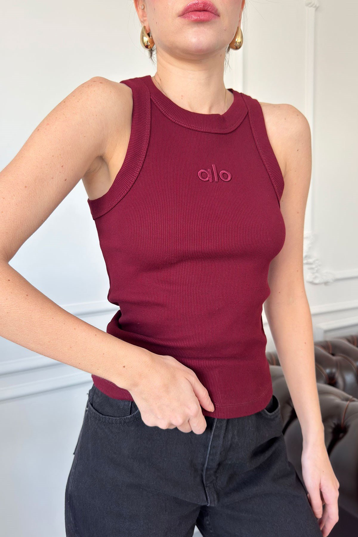 Yazı Nakış Detaylı Fitilli Crop- BORDO