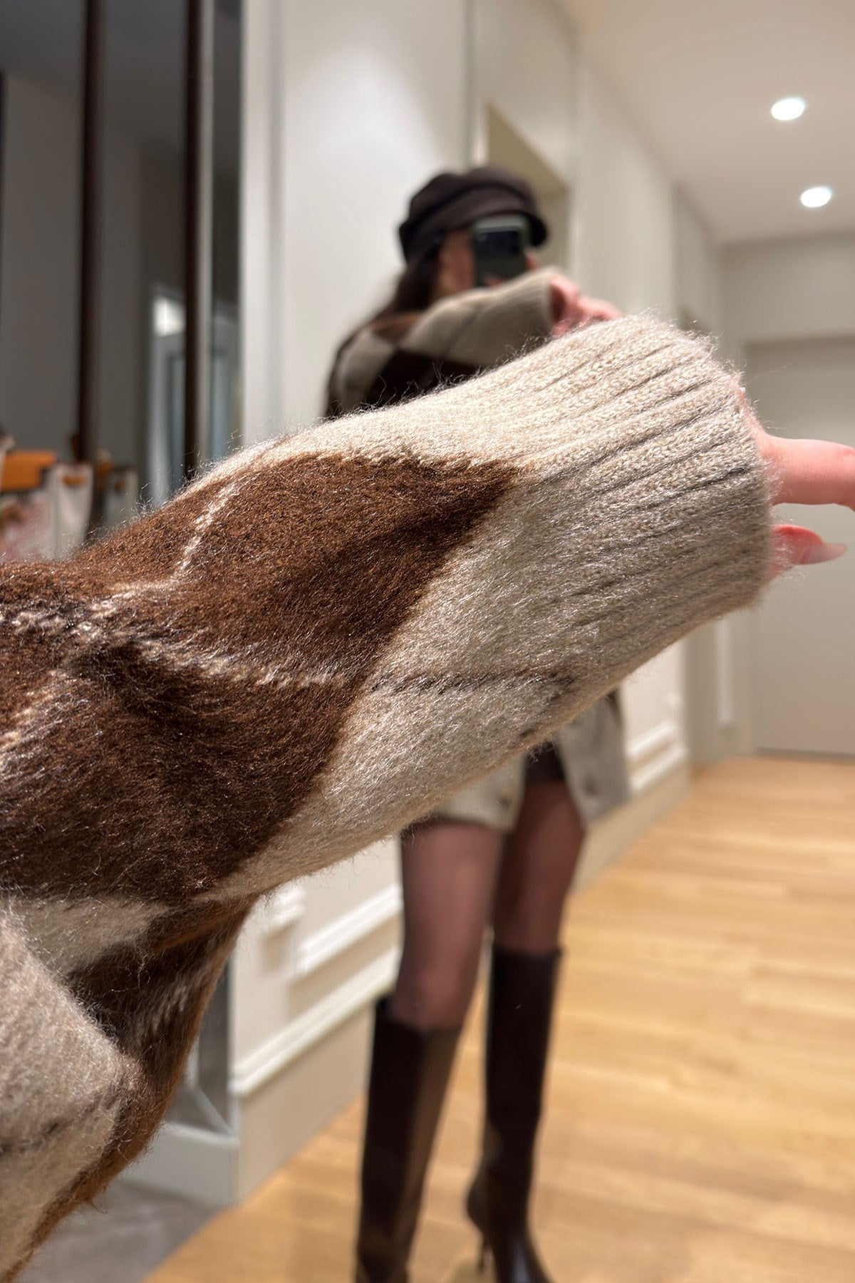 Yeni Sezon Baklava Desen Angora Hırka- CAMEL