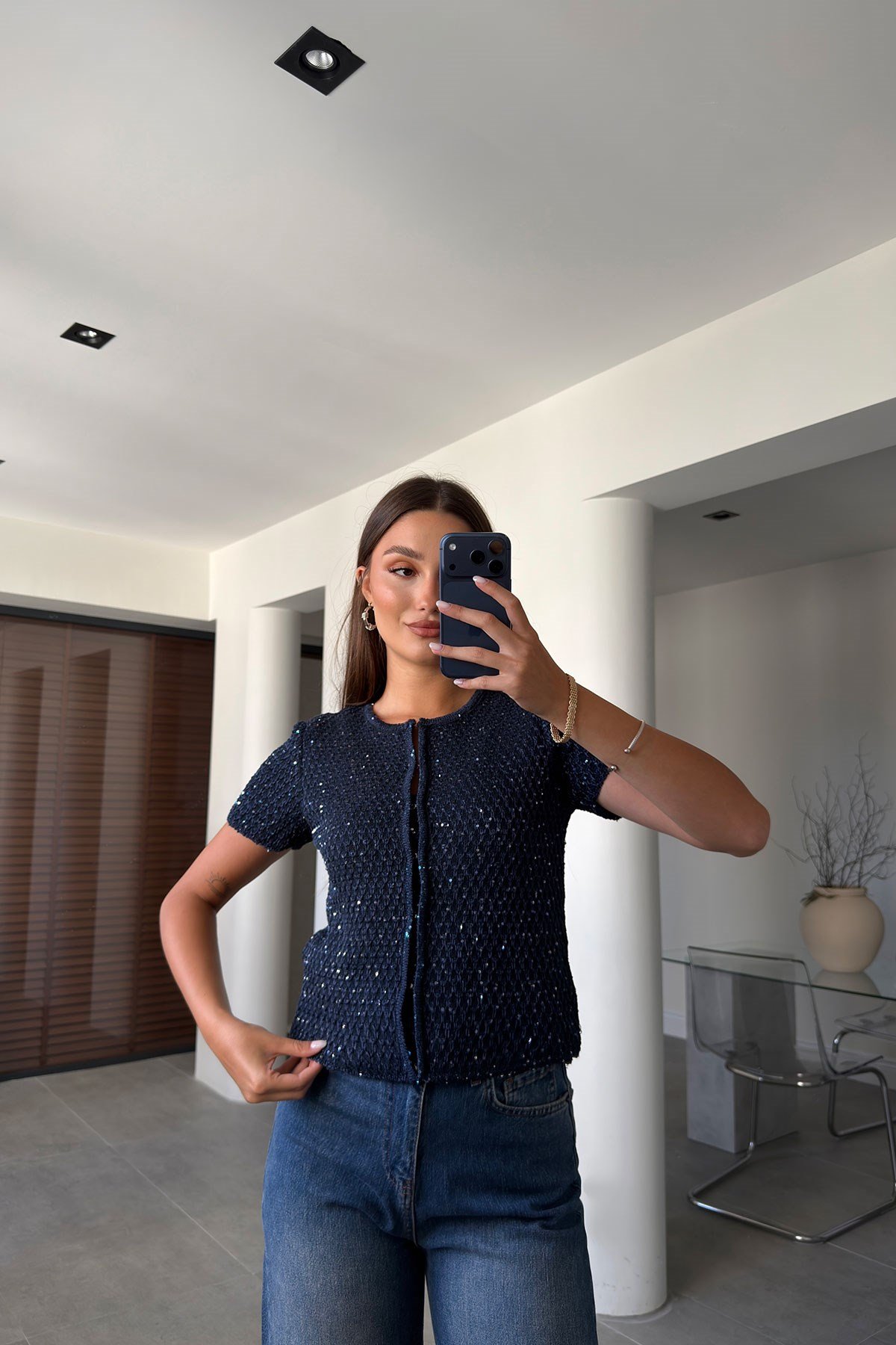Yeni Sezon Pullu İkili Atletli Triko Takım- LACİVERT