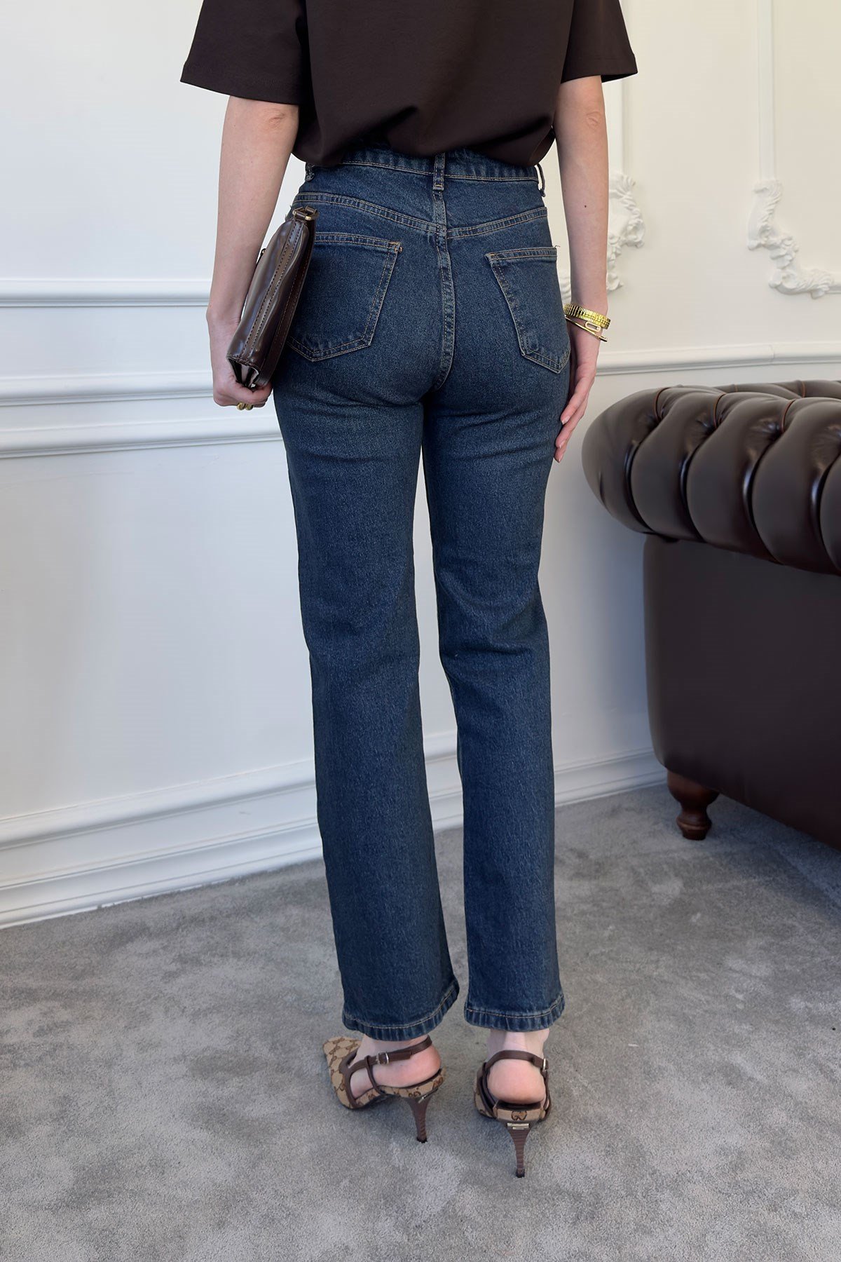 Zincir Detay Premium Jean Pantolon- MAVİ