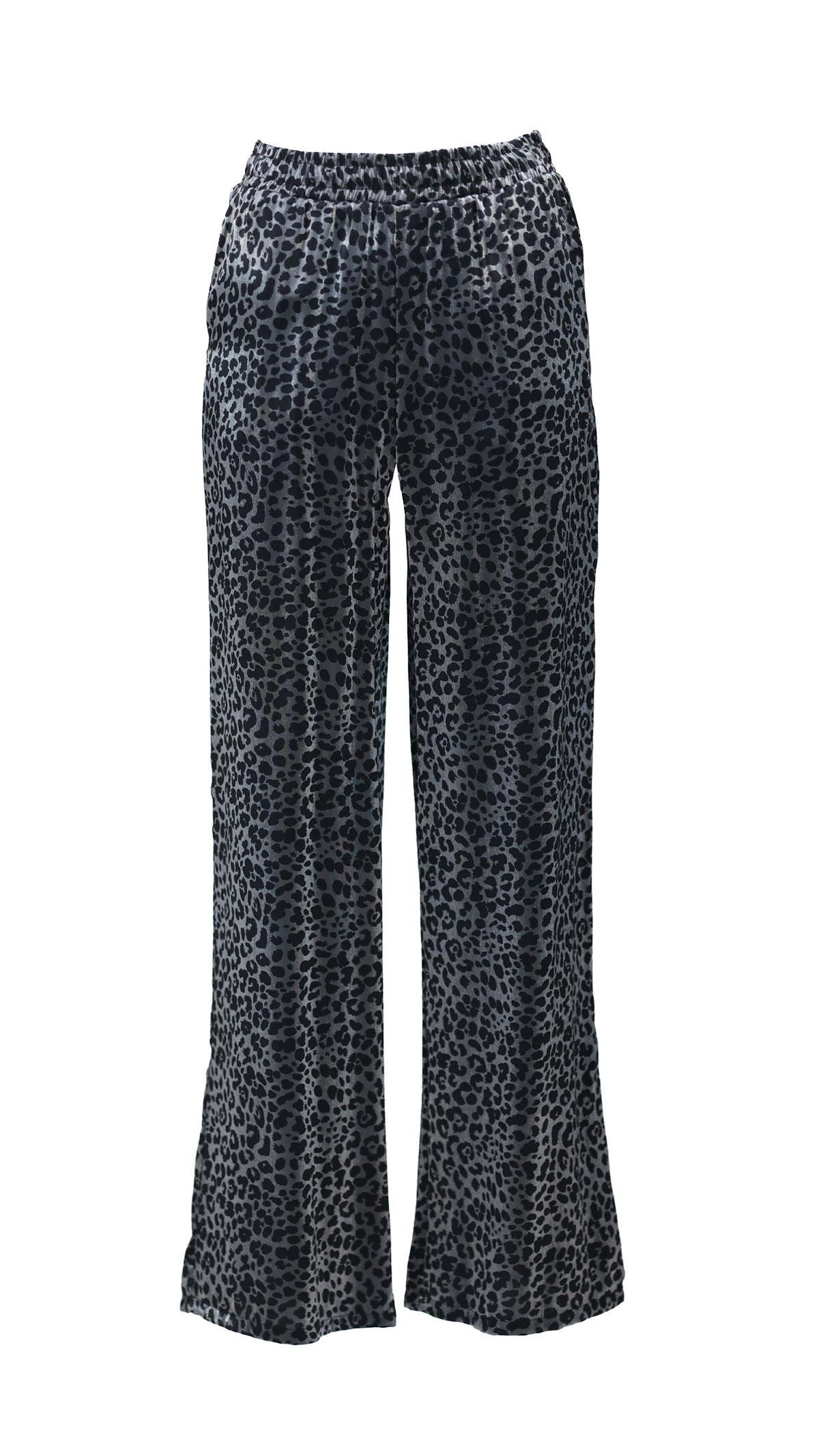 Bel lastikli Leopar Desen Saten Pantolon