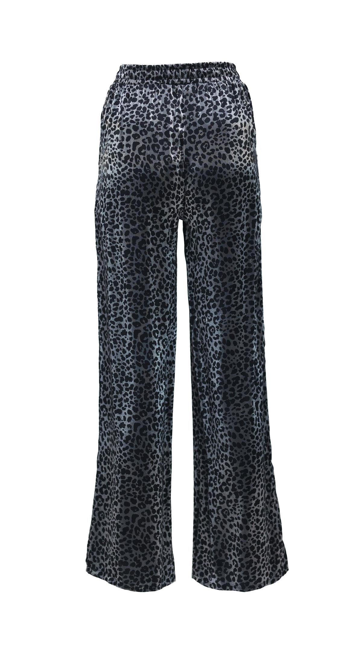 Bel lastikli Leopar Desen Saten Pantolon