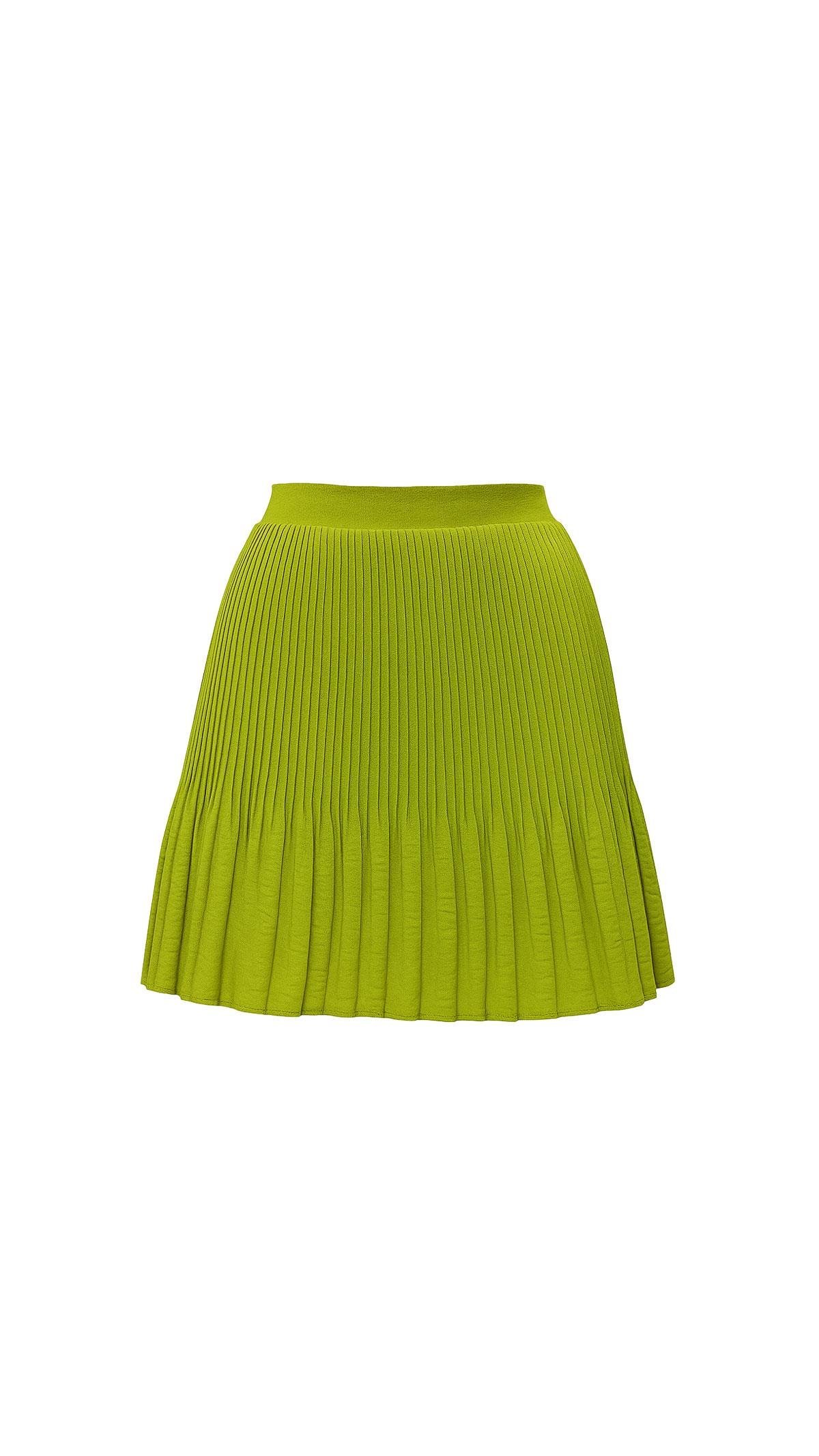 Bel Lastikli Piliseli Fıstık Yeşili Keten Şort Etek