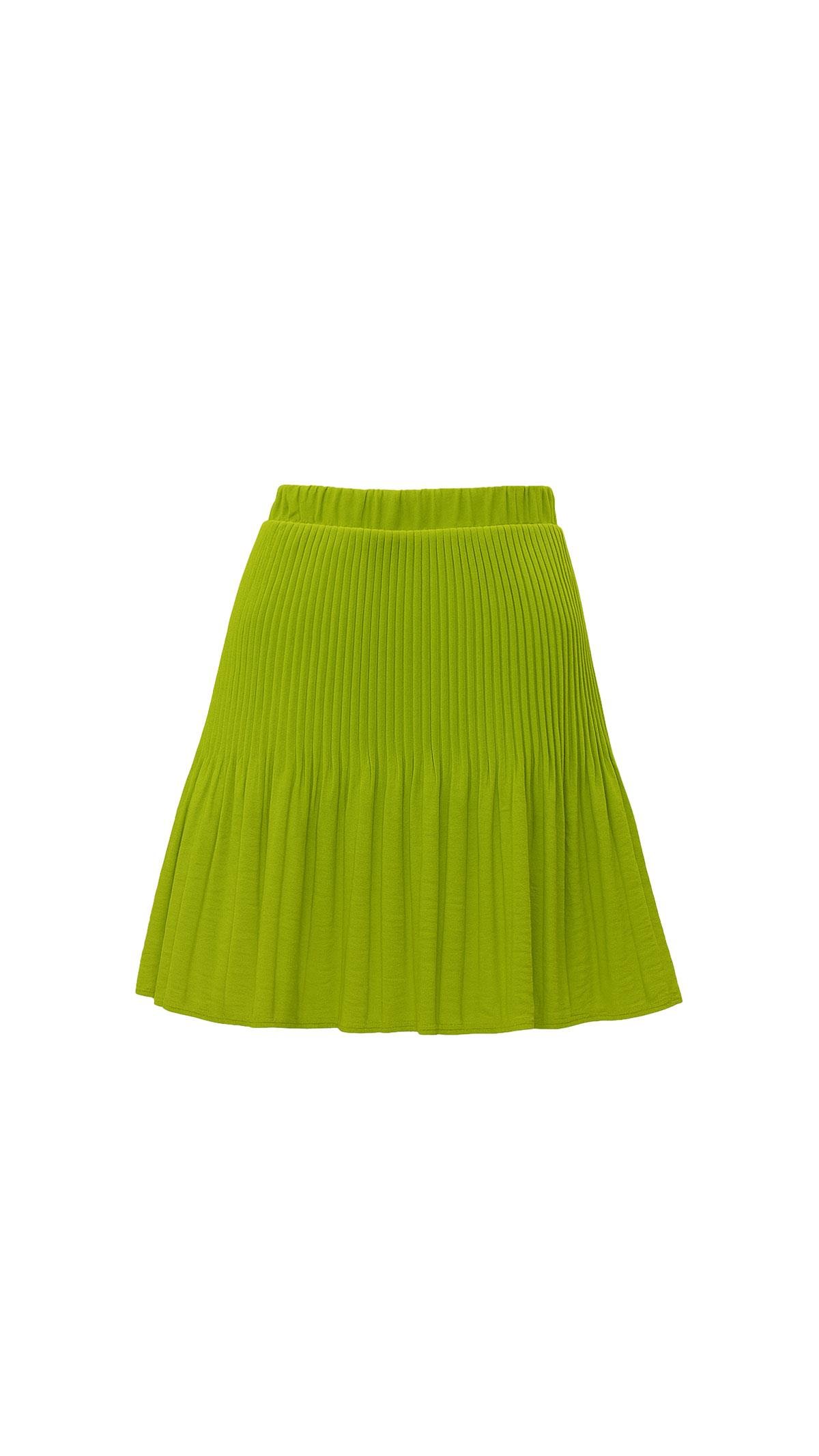 Bel Lastikli Piliseli Fıstık Yeşili Keten Şort Etek