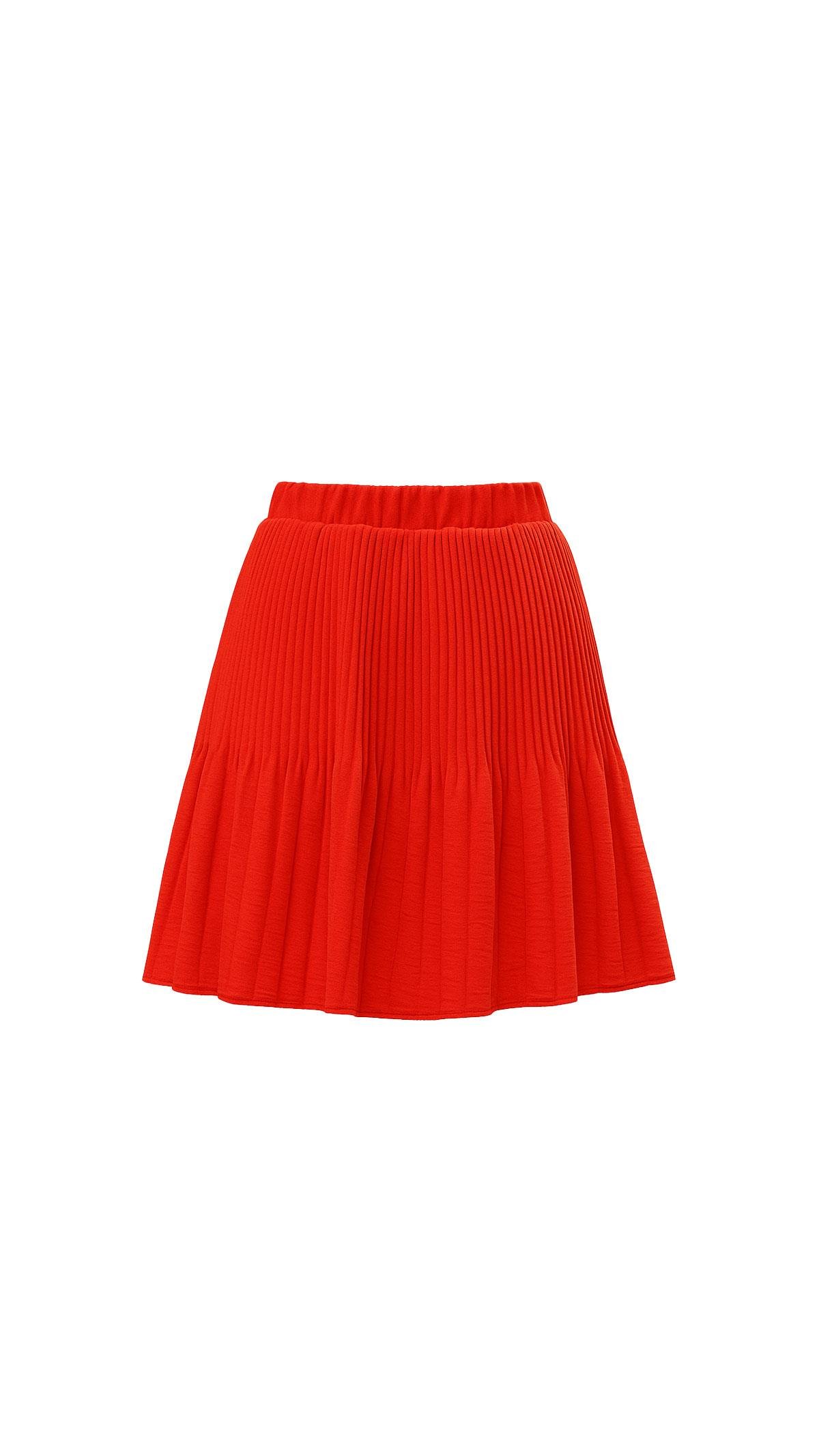 Bel Lastikli Piliseli Kırmızı Keten Şort Etek