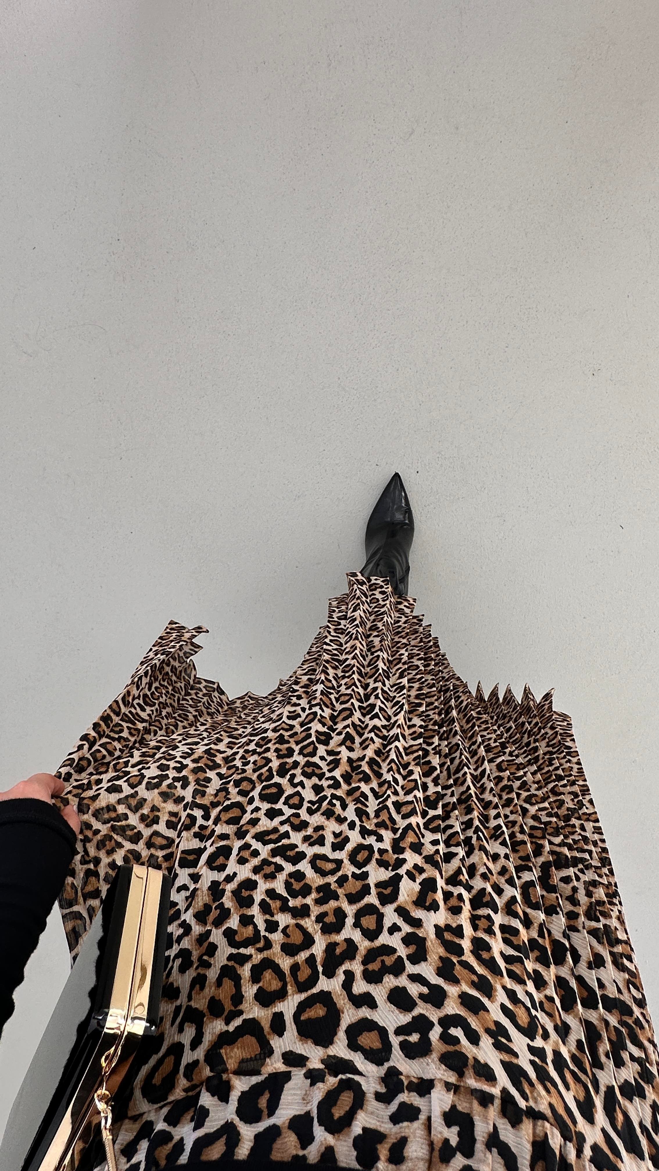 Beli Lastikli Leopar Desen Şifon Etek