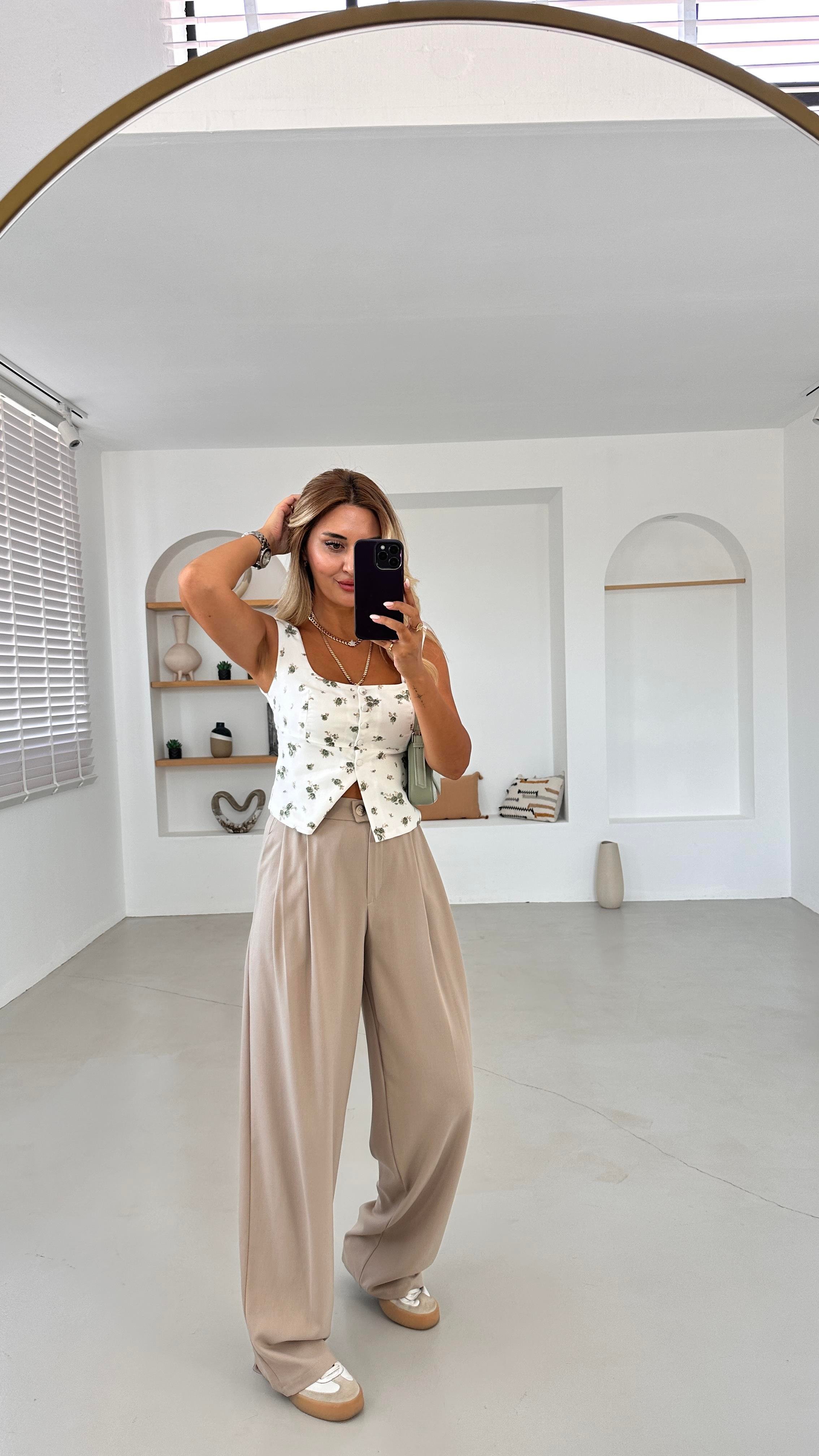 Beli Lastikli Maskülen Vizon Pantolon