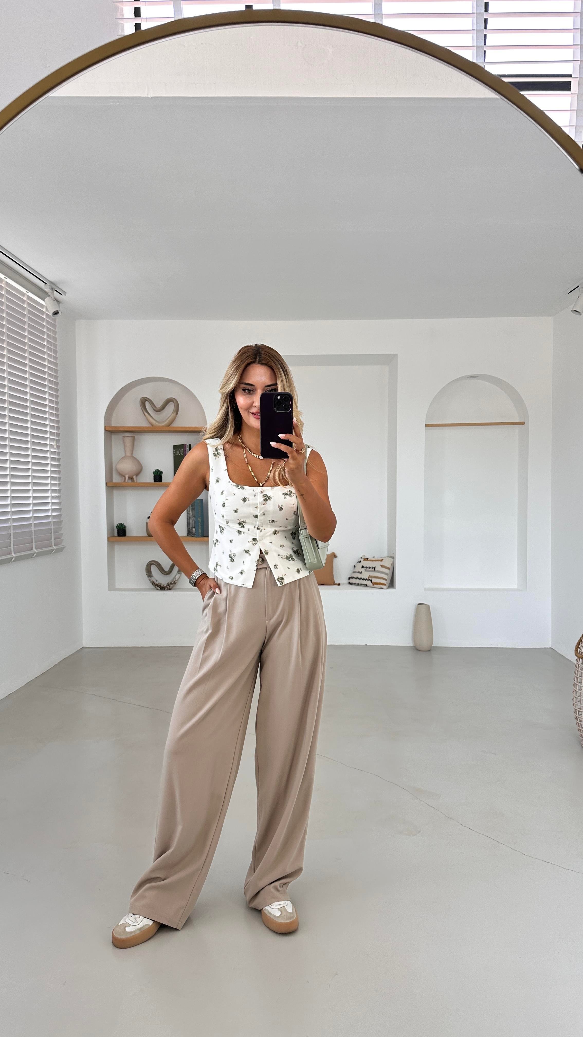 Beli Lastikli Maskülen Vizon Pantolon