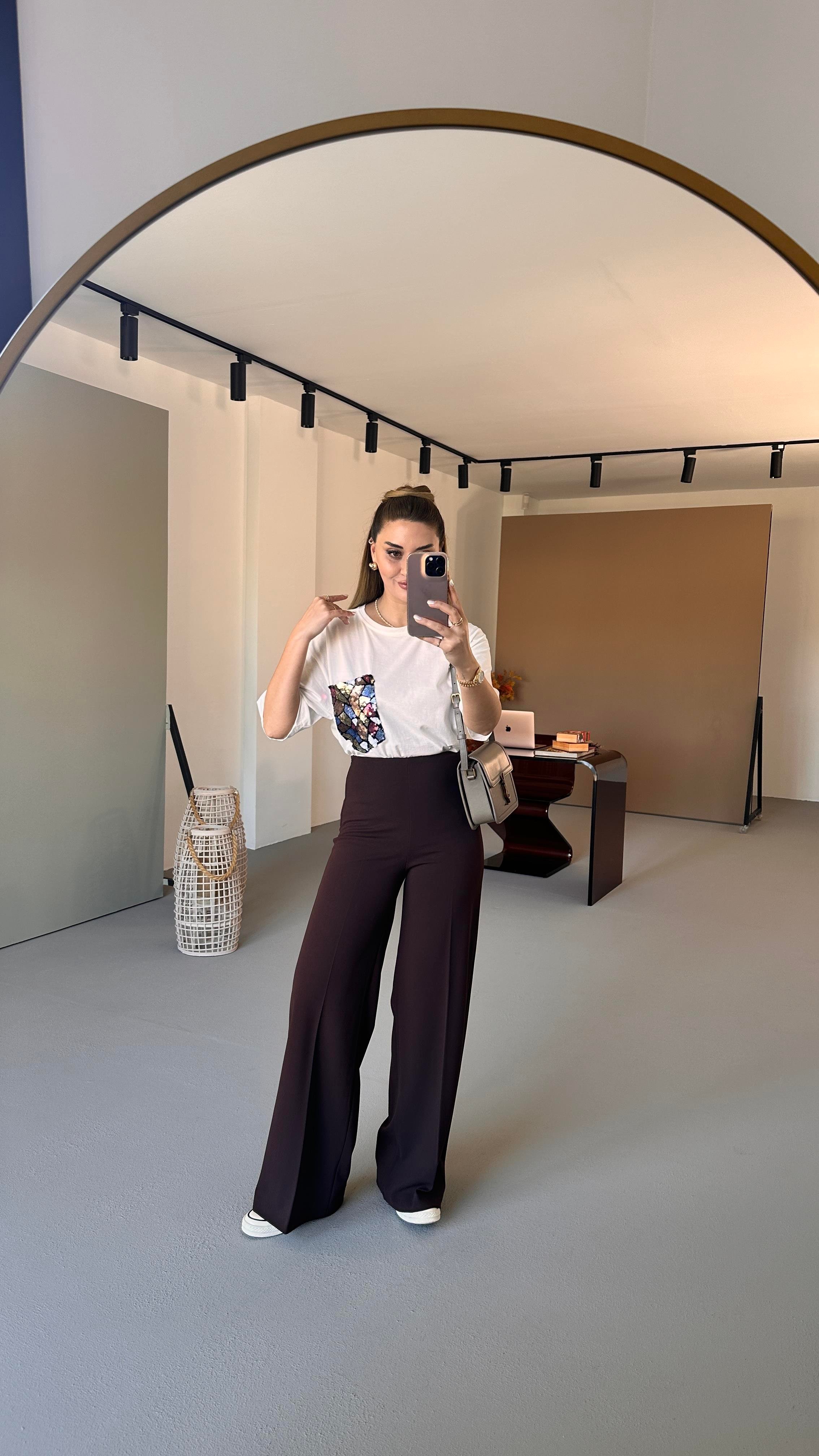 Comfortlux Likralı Kahve Bol Pantolon