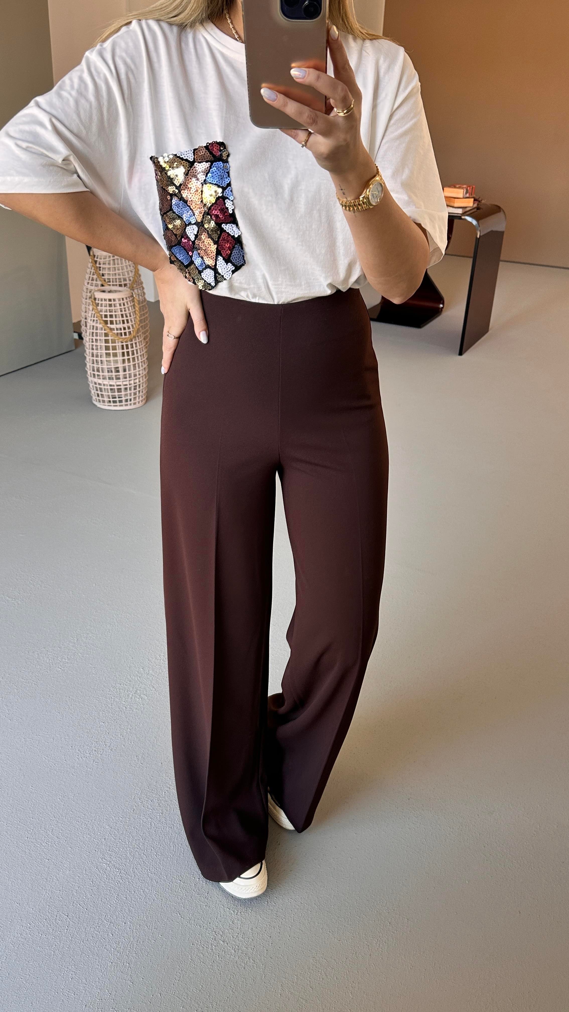 Comfortlux Likralı Kahve Bol Pantolon