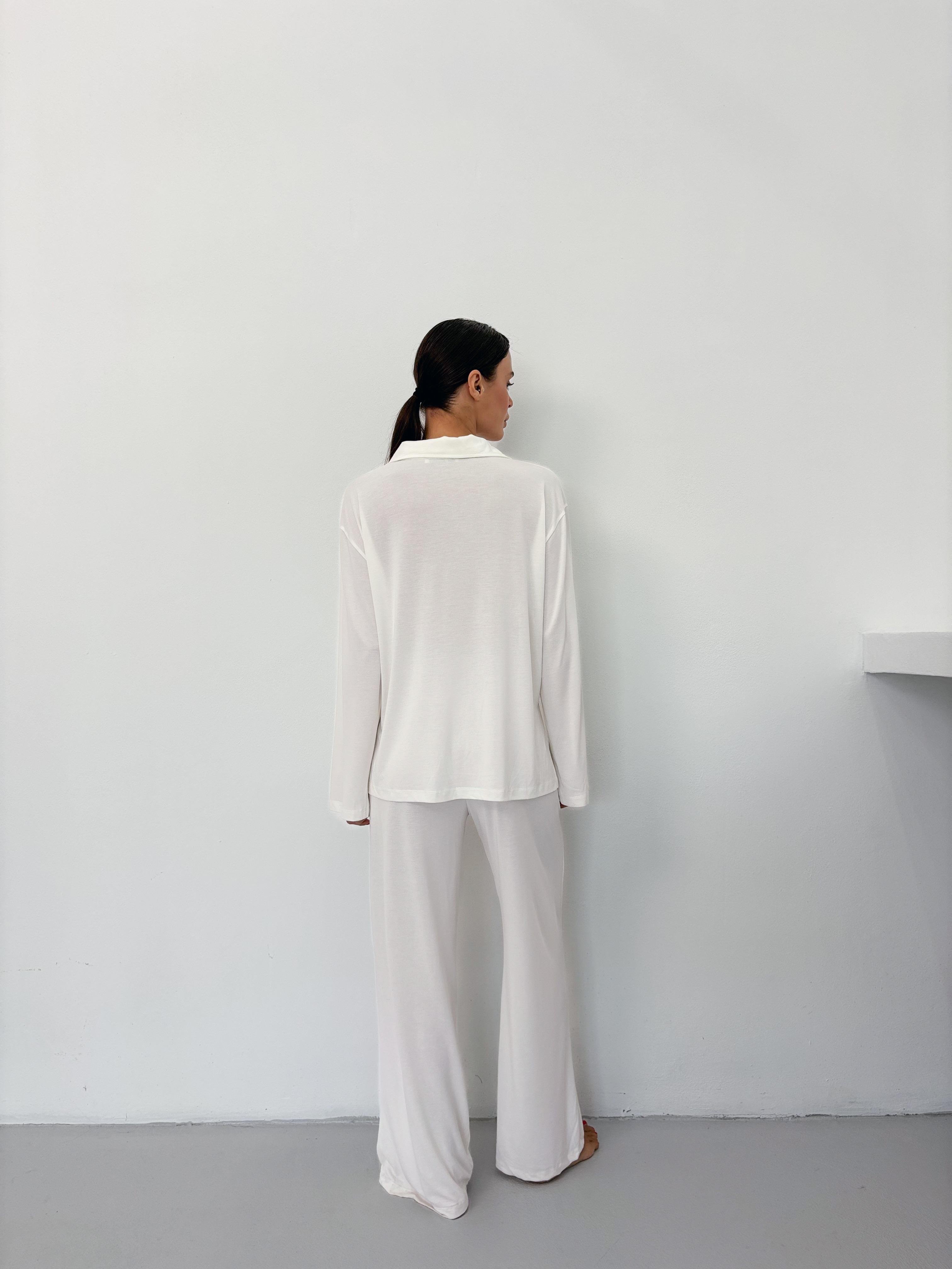 İnce Bel Lastikli Dökümlü Taş Modal Pantolon Pijama