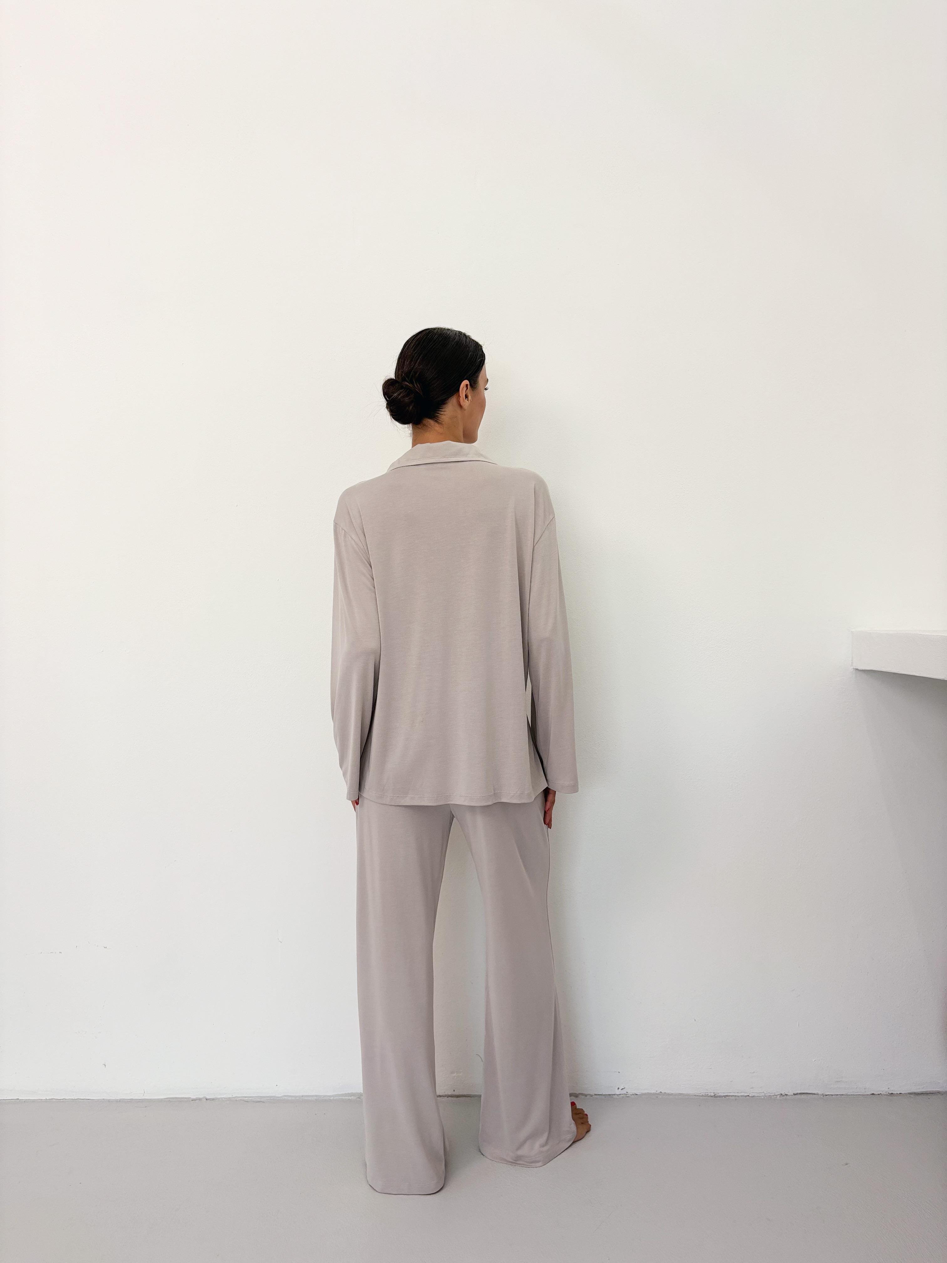 İnce Bel Lastikli Dökümlü Taş Modal Pantolon Pijama