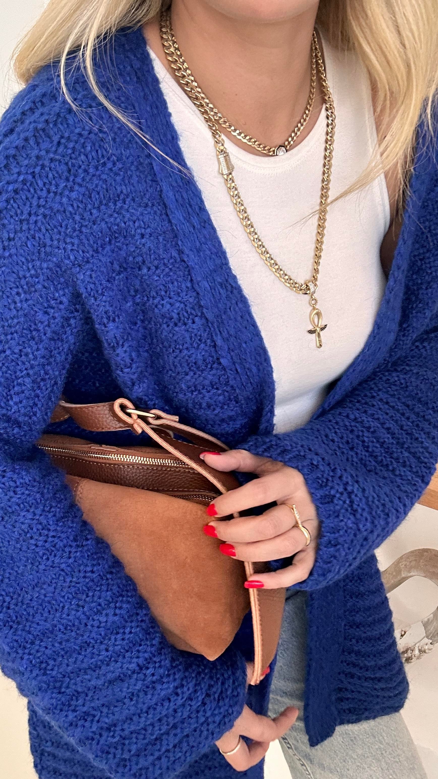 Oversize Yumoş Saks Hırka