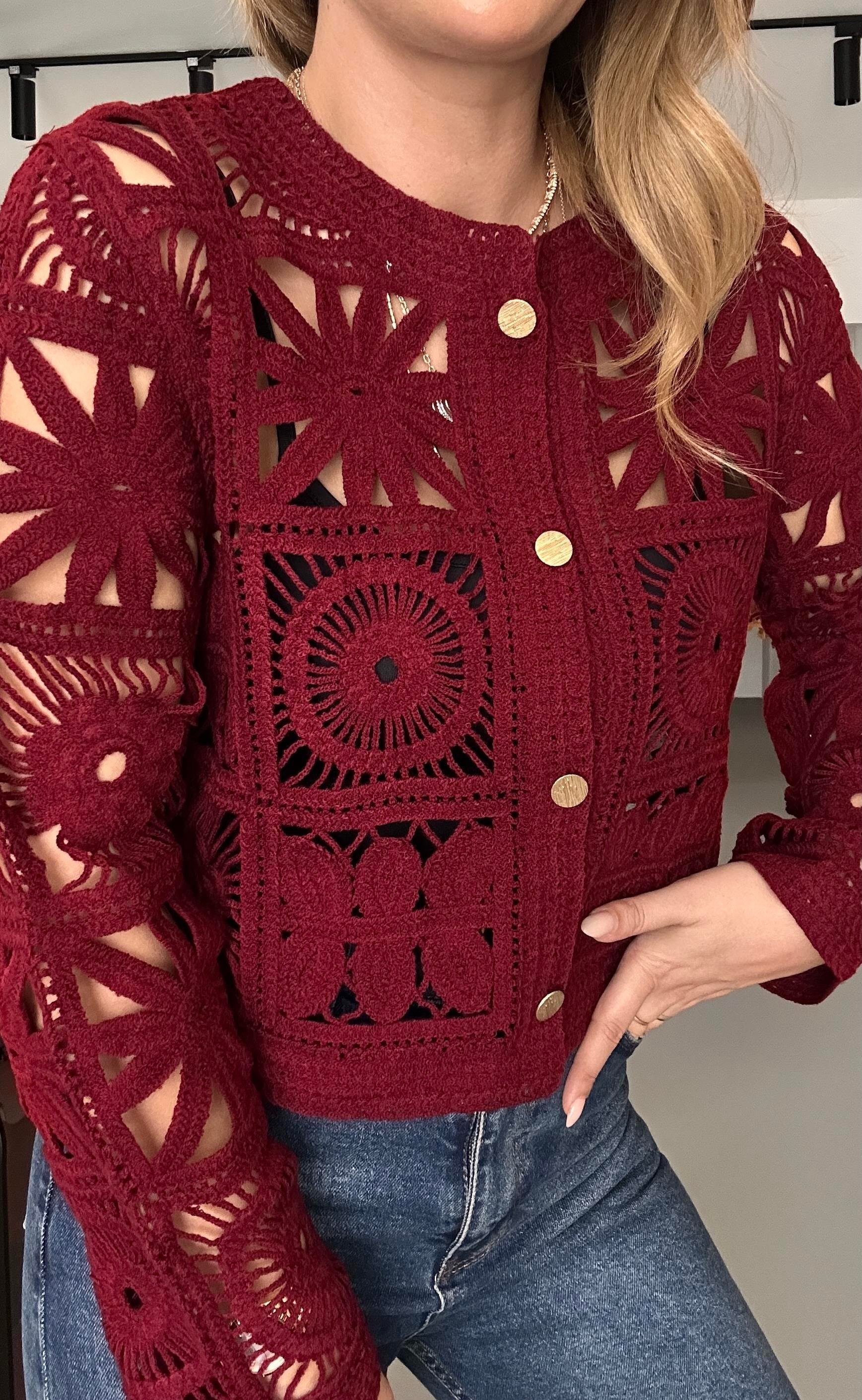 Özel Seri Bordo Örgü Ceket