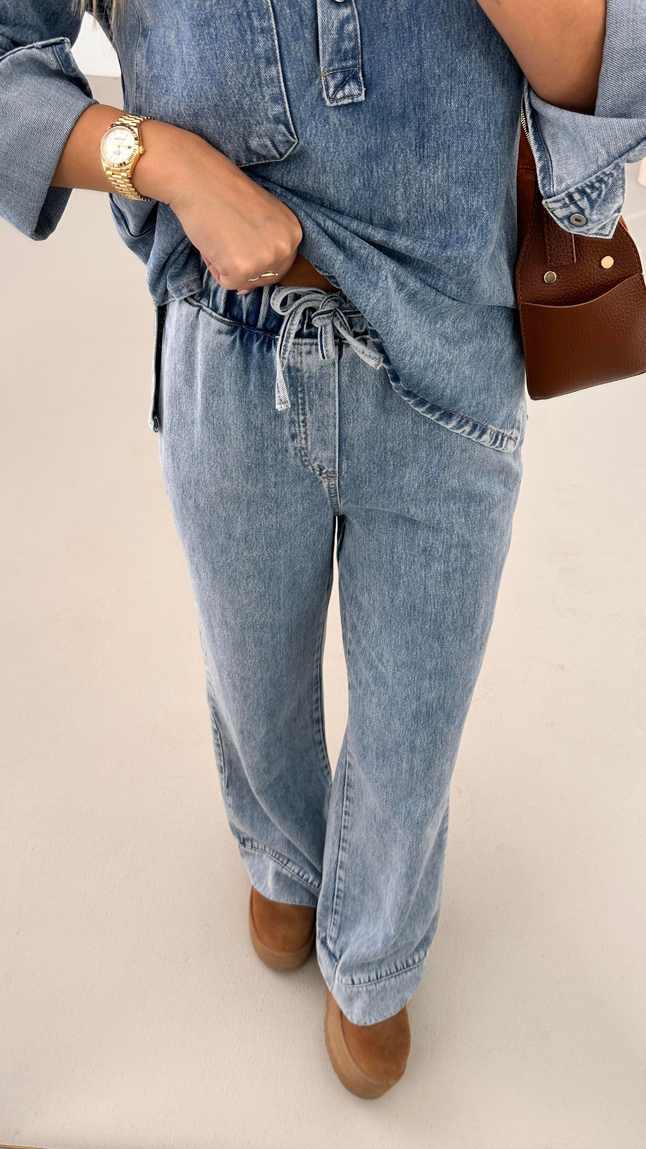 Özel Seri Yıkamalı Mavi Denim Takım