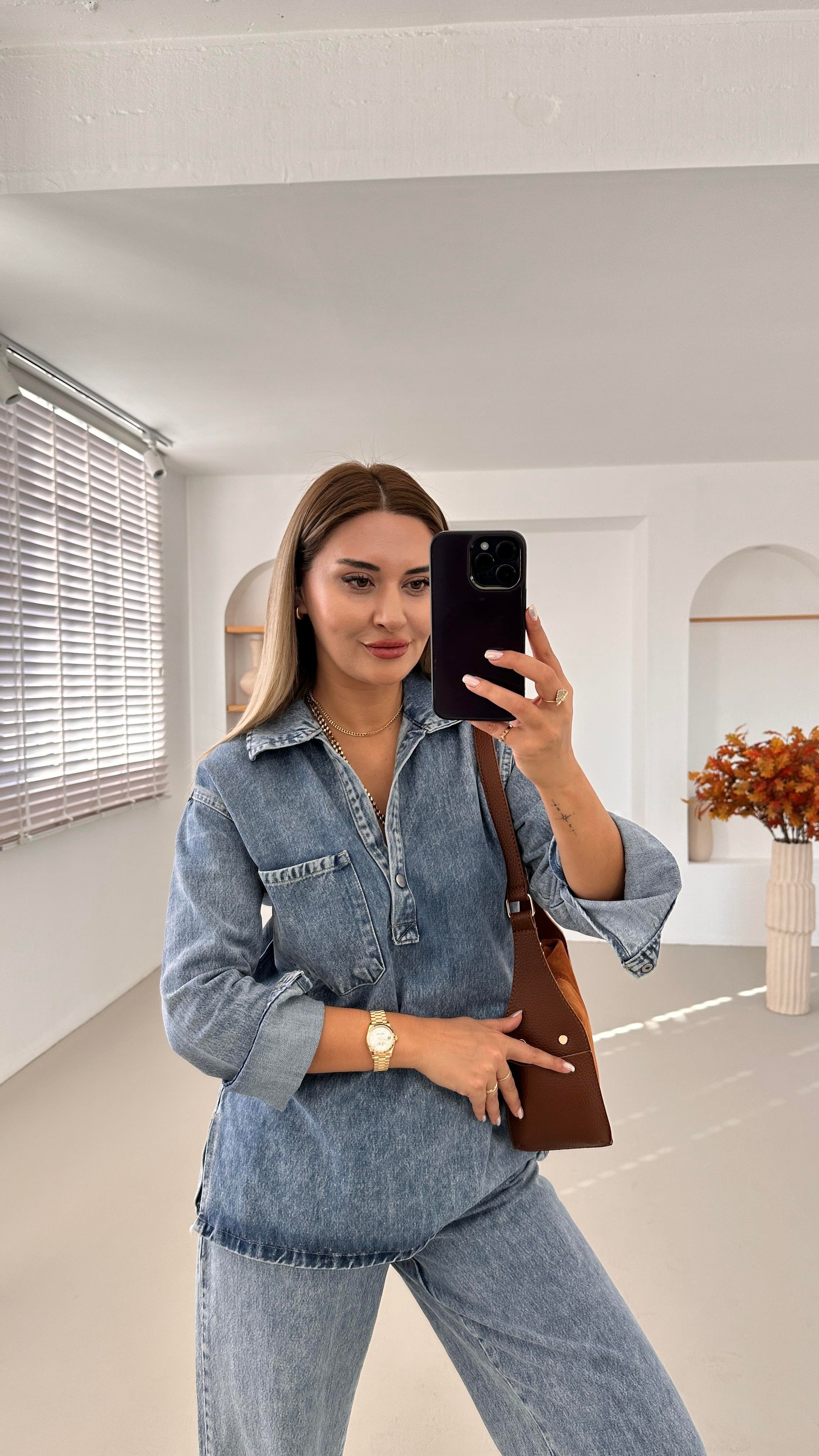 Özel Seri Yıkamalı Mavi Denim Takım