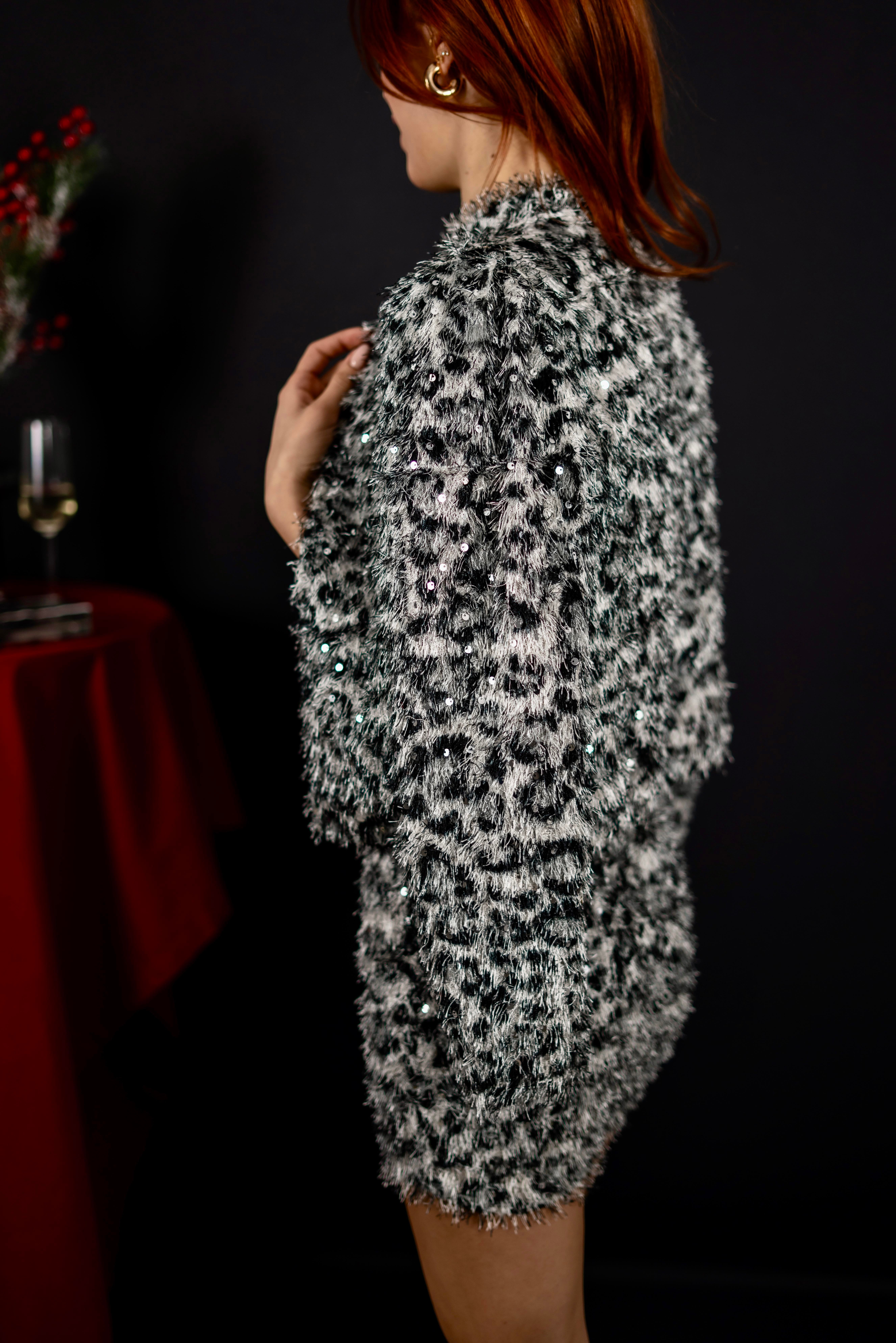 Payet Detay Sakallı Silver Leopar Ceket
