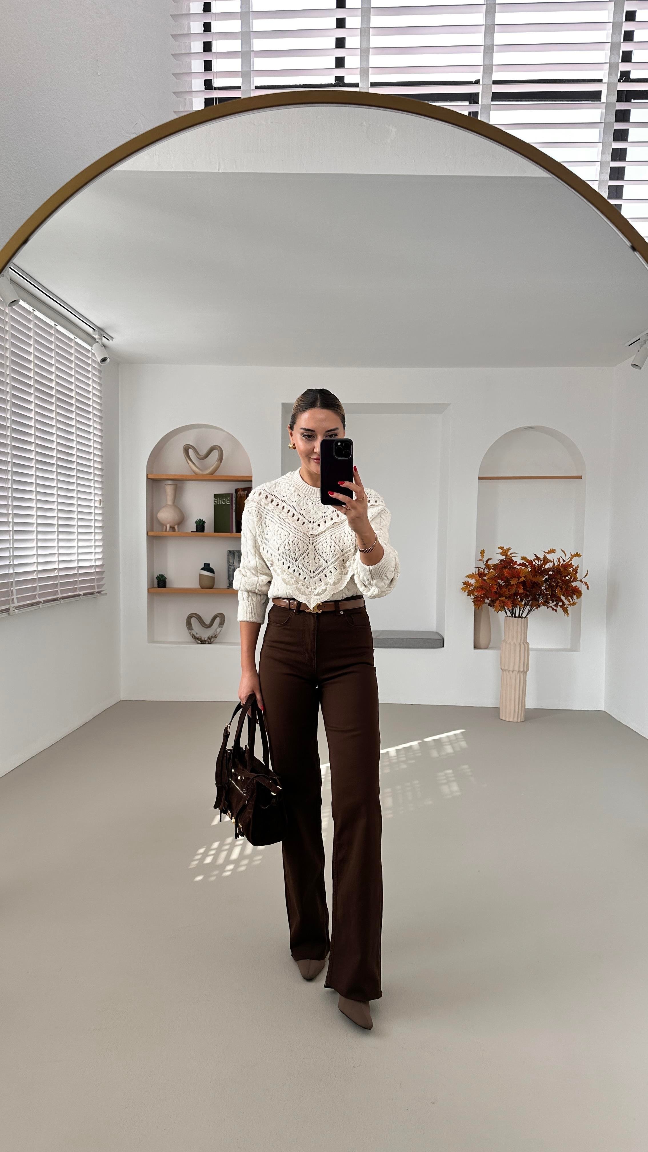 Premium Seri Acı Kahve Straight Fit Jean