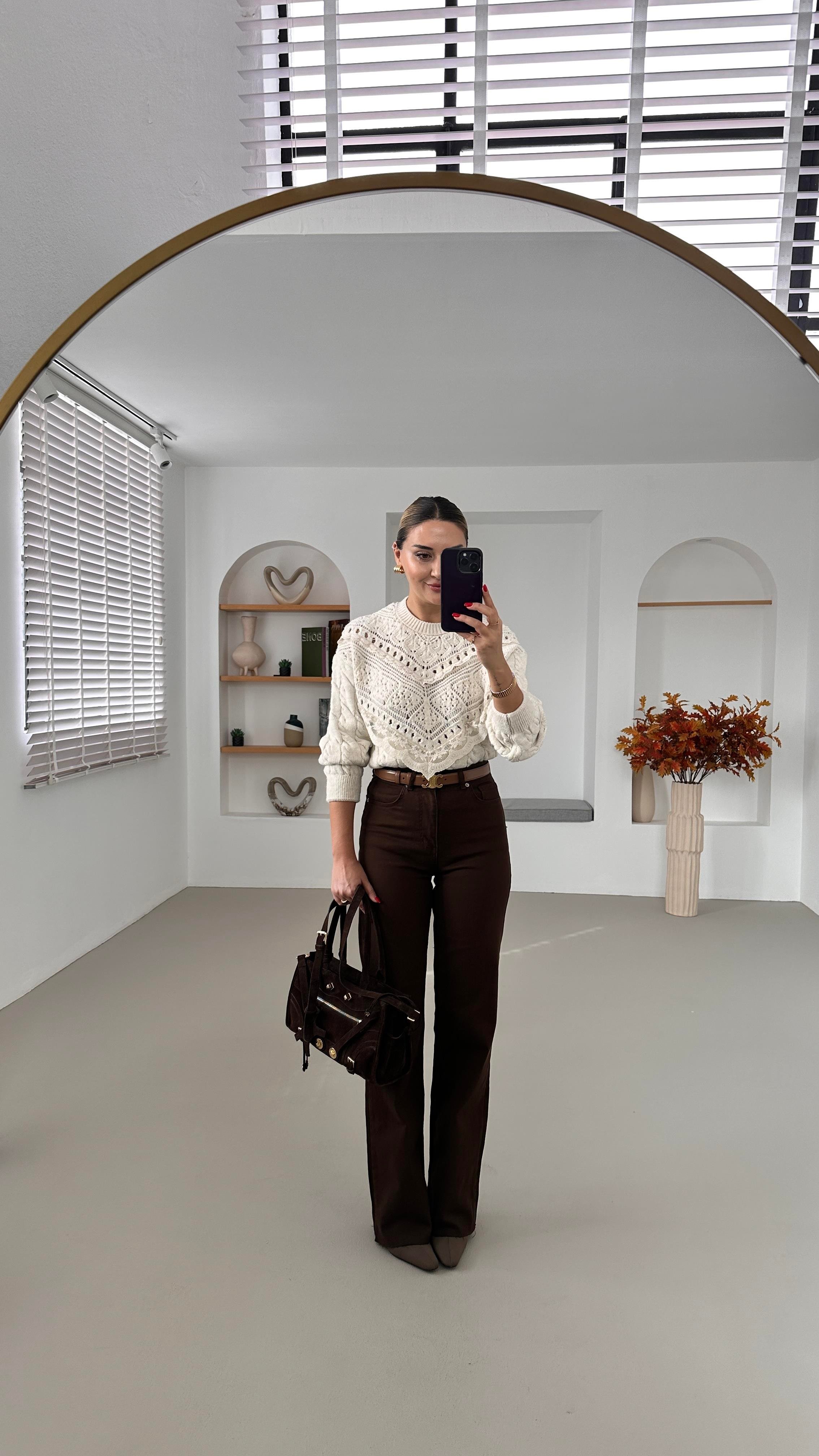 Premium Seri Acı Kahve Straight Fit Jean