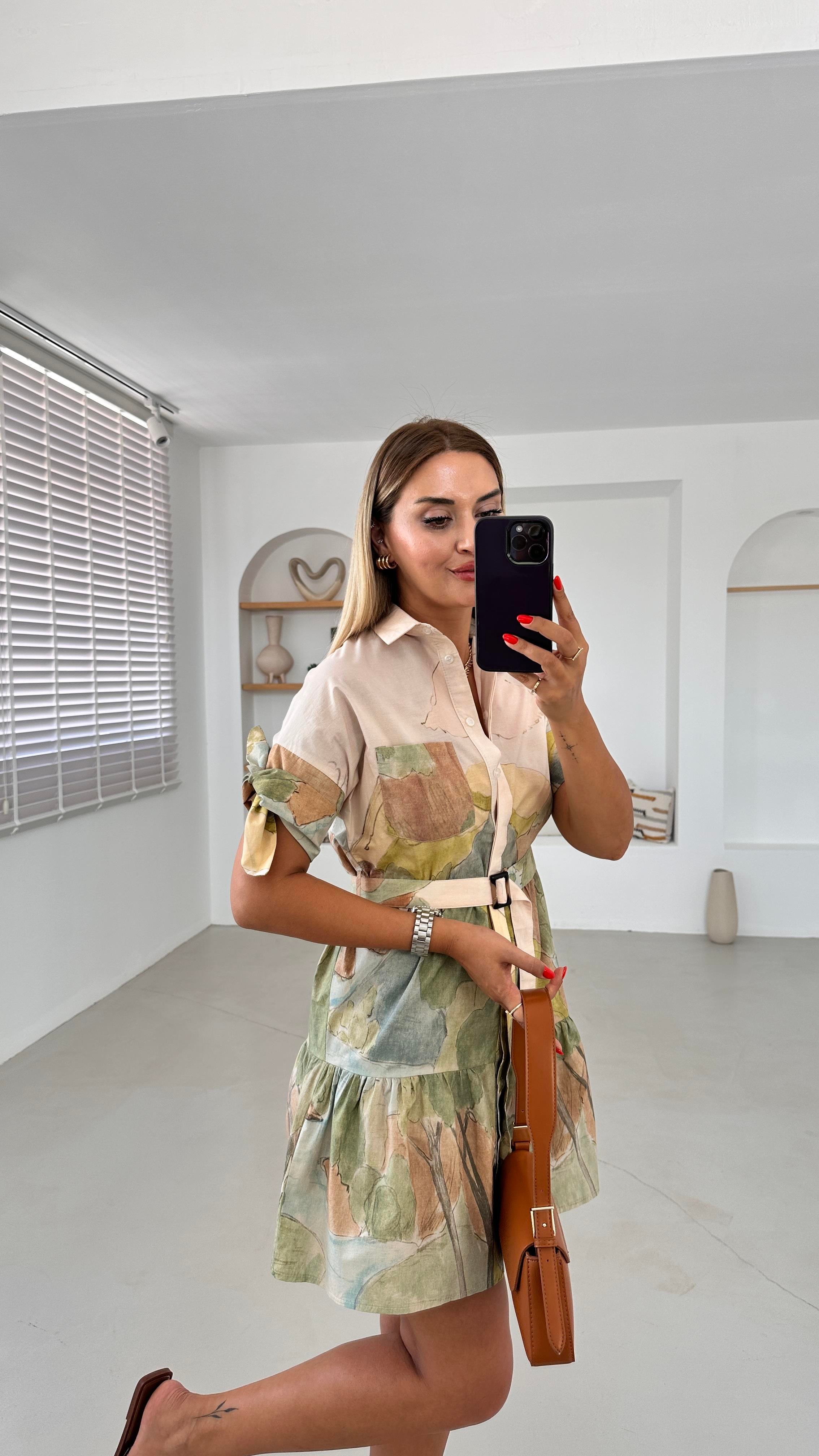 Premium Seri Desenli Poplin Elbise