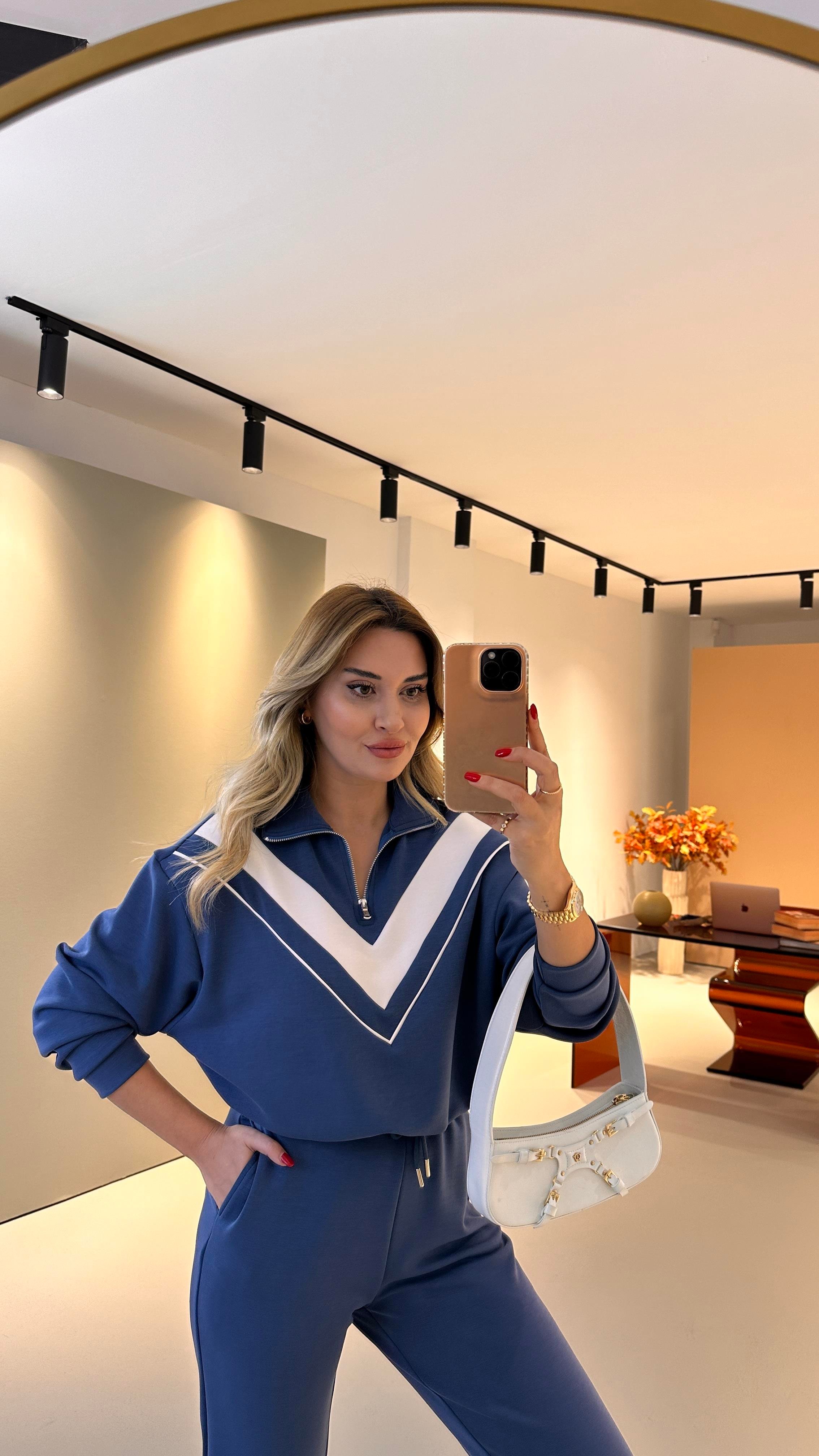 Premium Seri Garnili İndigo Modal Takım