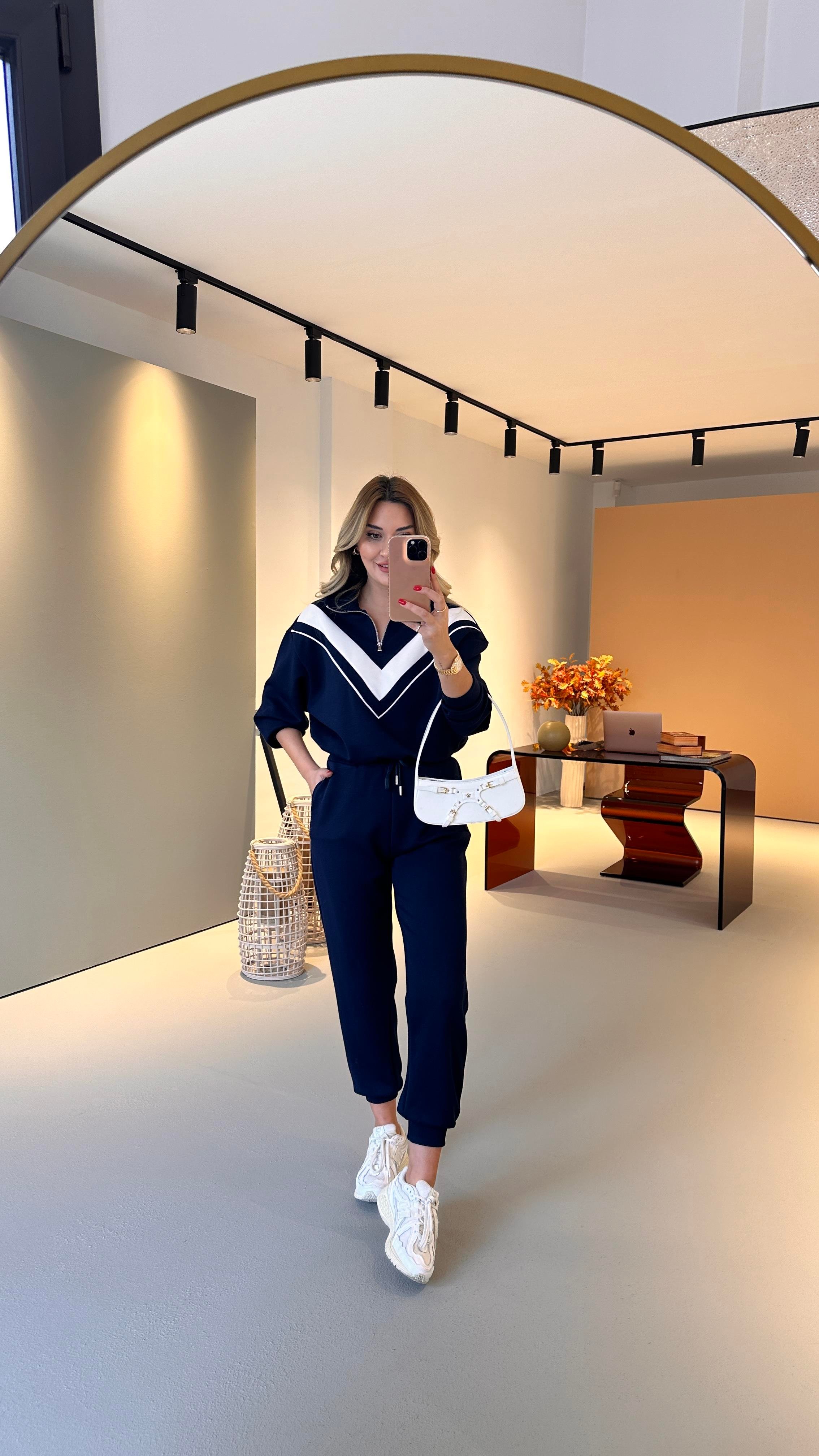 Premium Seri Garnili Lacivert Modal Takım