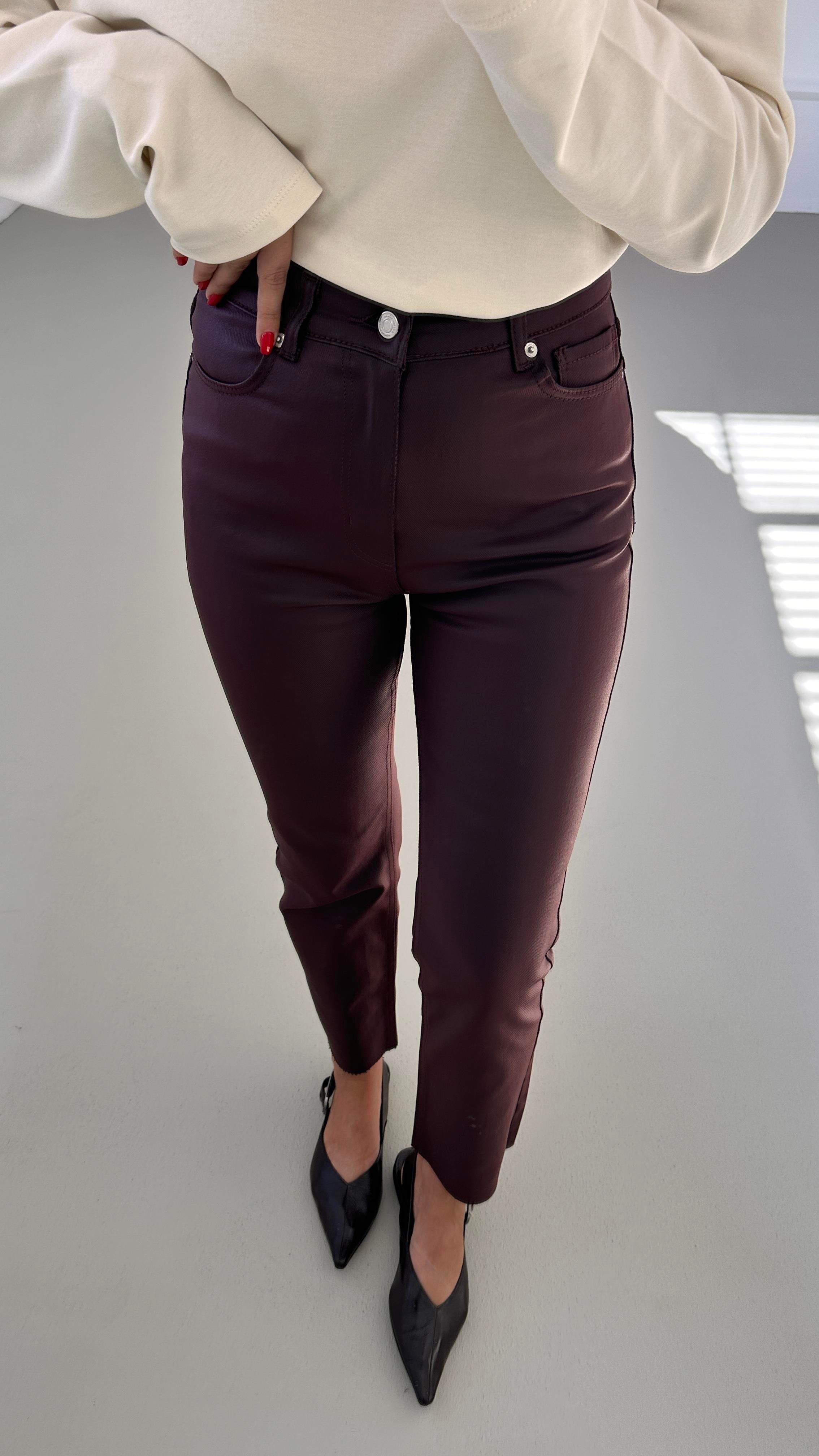 Premium Seri Kesik Paça Bordo Mumlu Pantolon