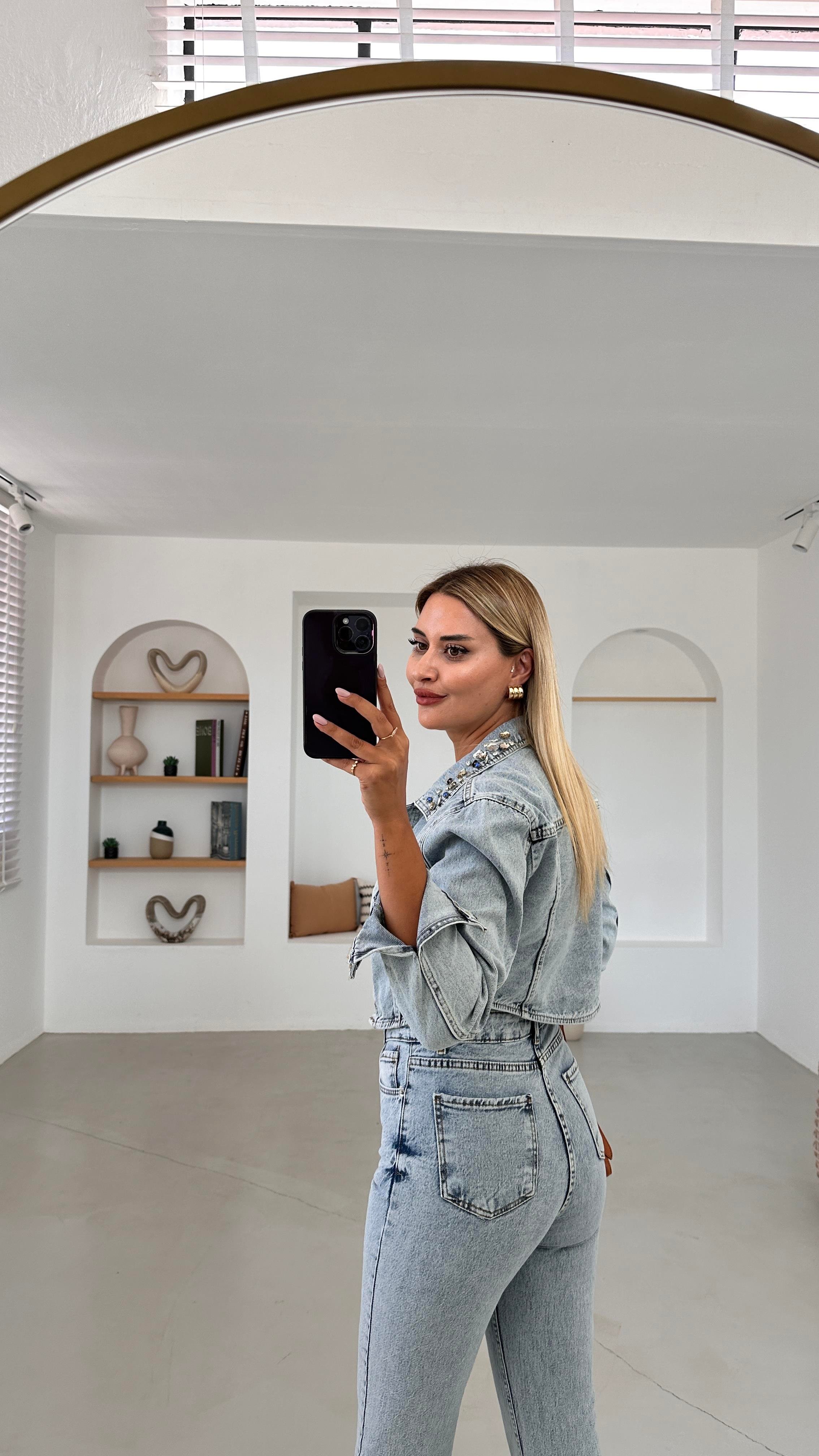 Premium Seri Kesik Paça Likralı Kar Yıkama Boyfit Jean