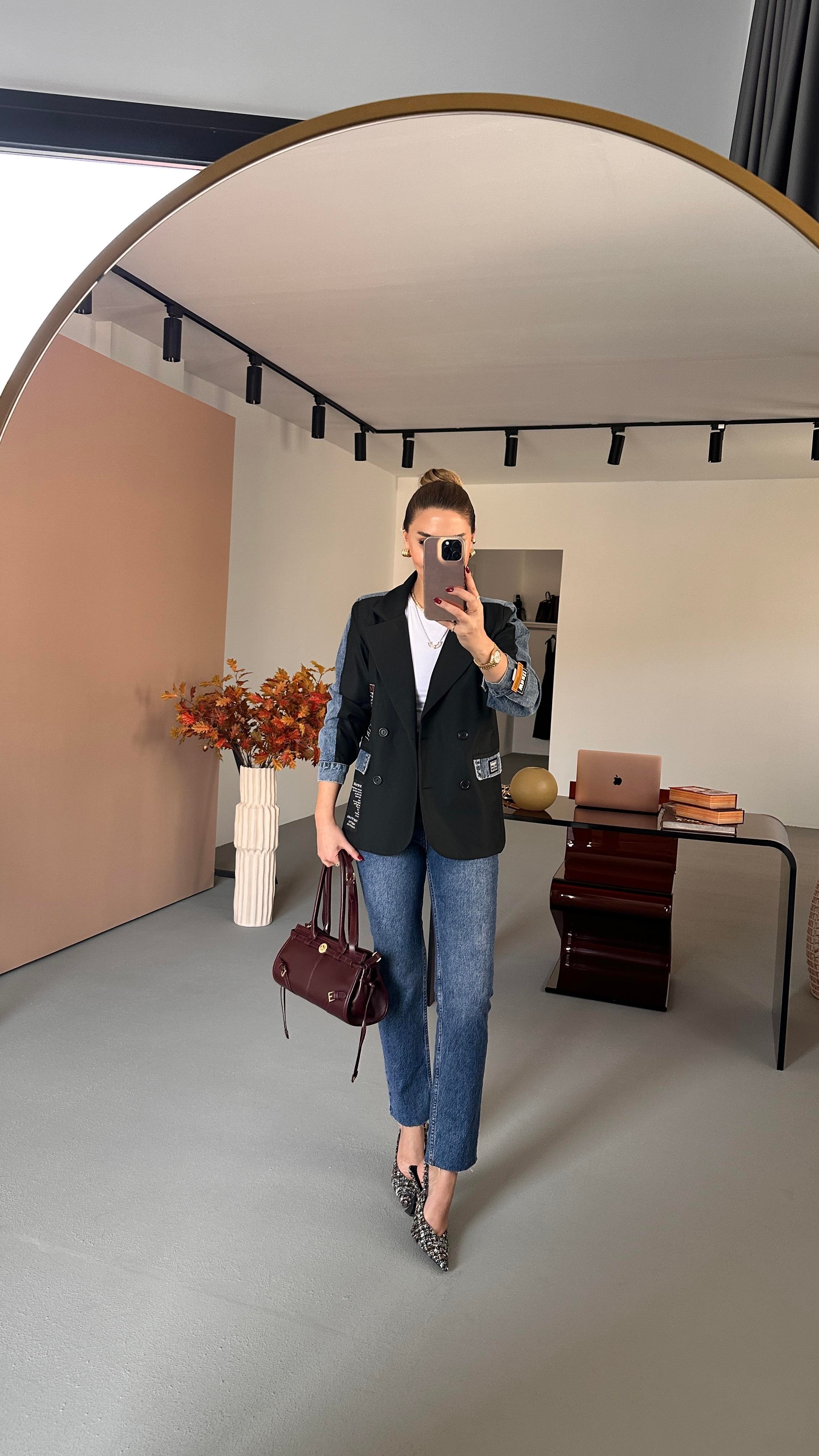 Premium Seri Kesik Paça Yıkamalı Mavi Boyfit Jean