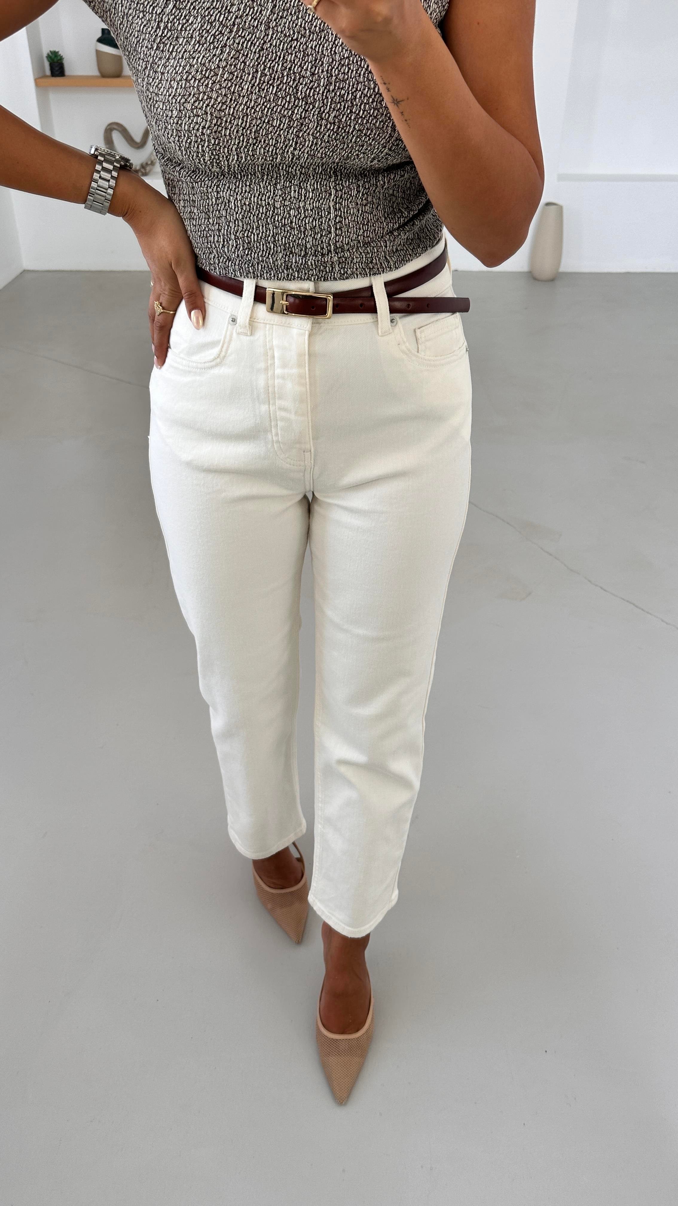 Premium Seri Likralı Ekru Flare Jean