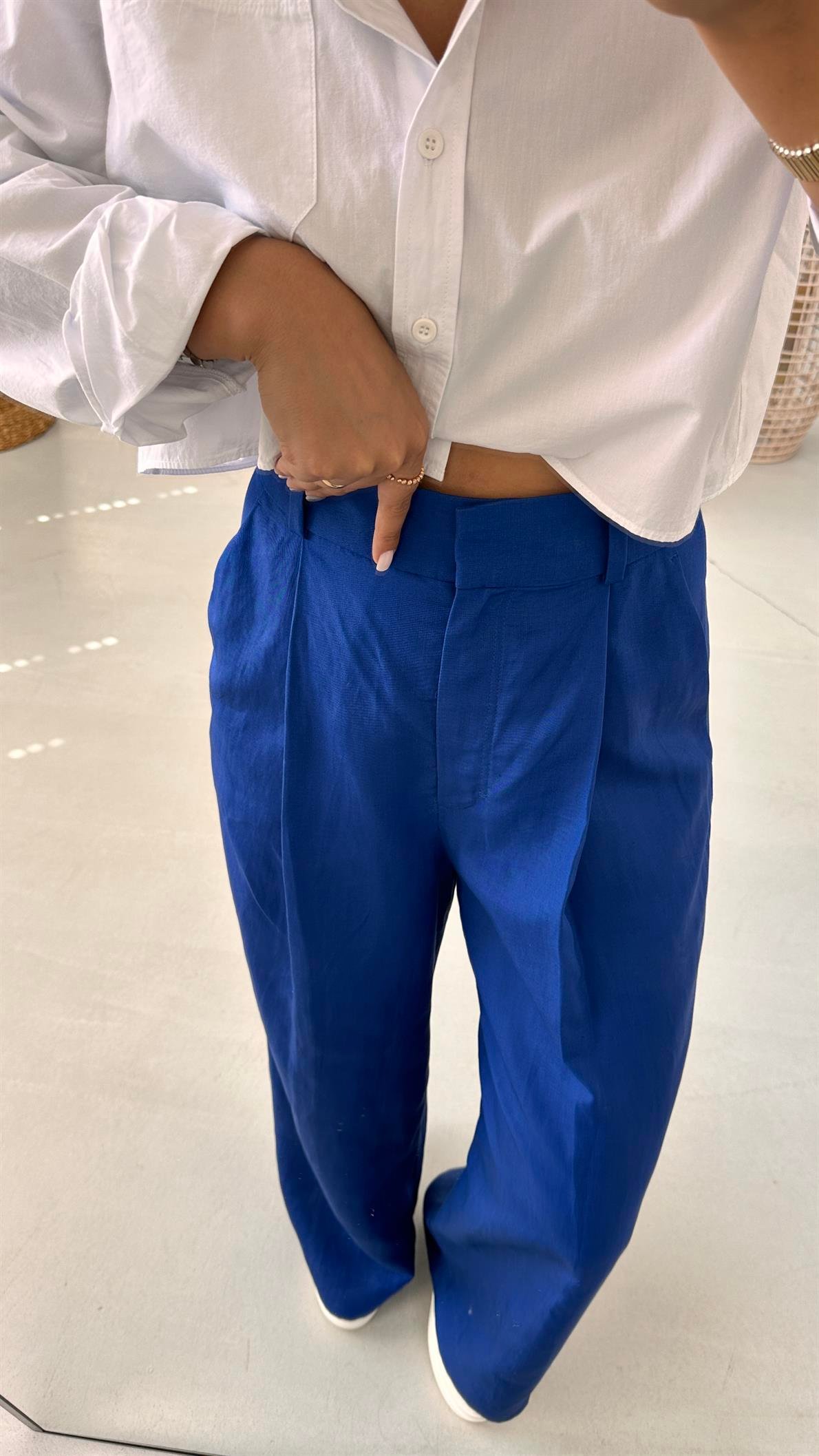 Premium Seri Saks Keten Palazzo Pantolon