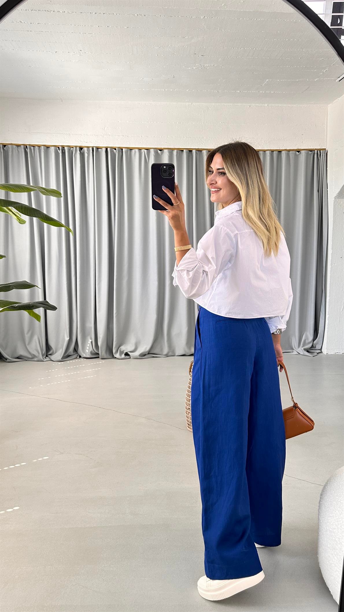 Premium Seri Saks Keten Palazzo Pantolon