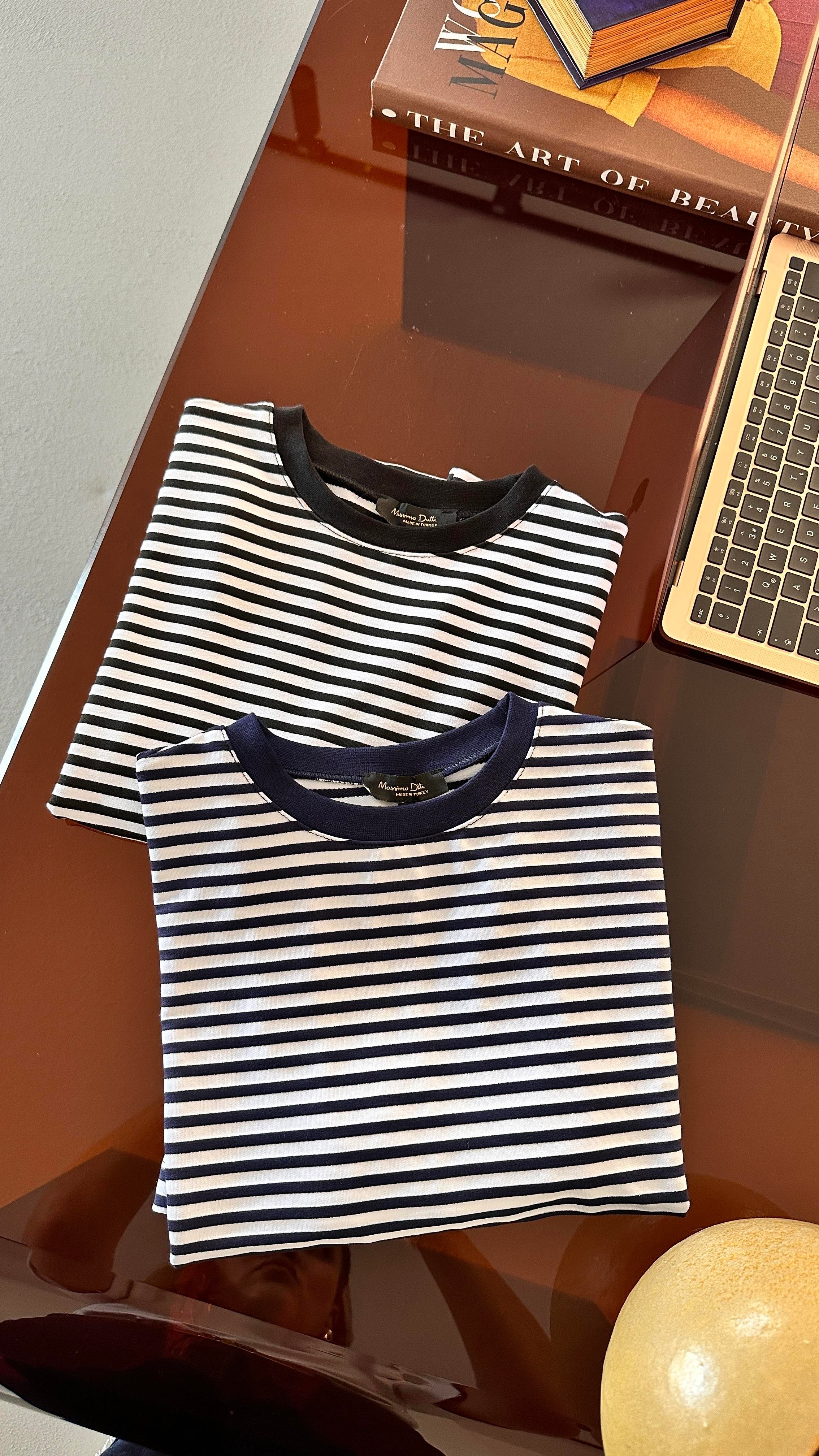 Premium Seri Siyah Çizgili Yaka Biyeli Tshirt