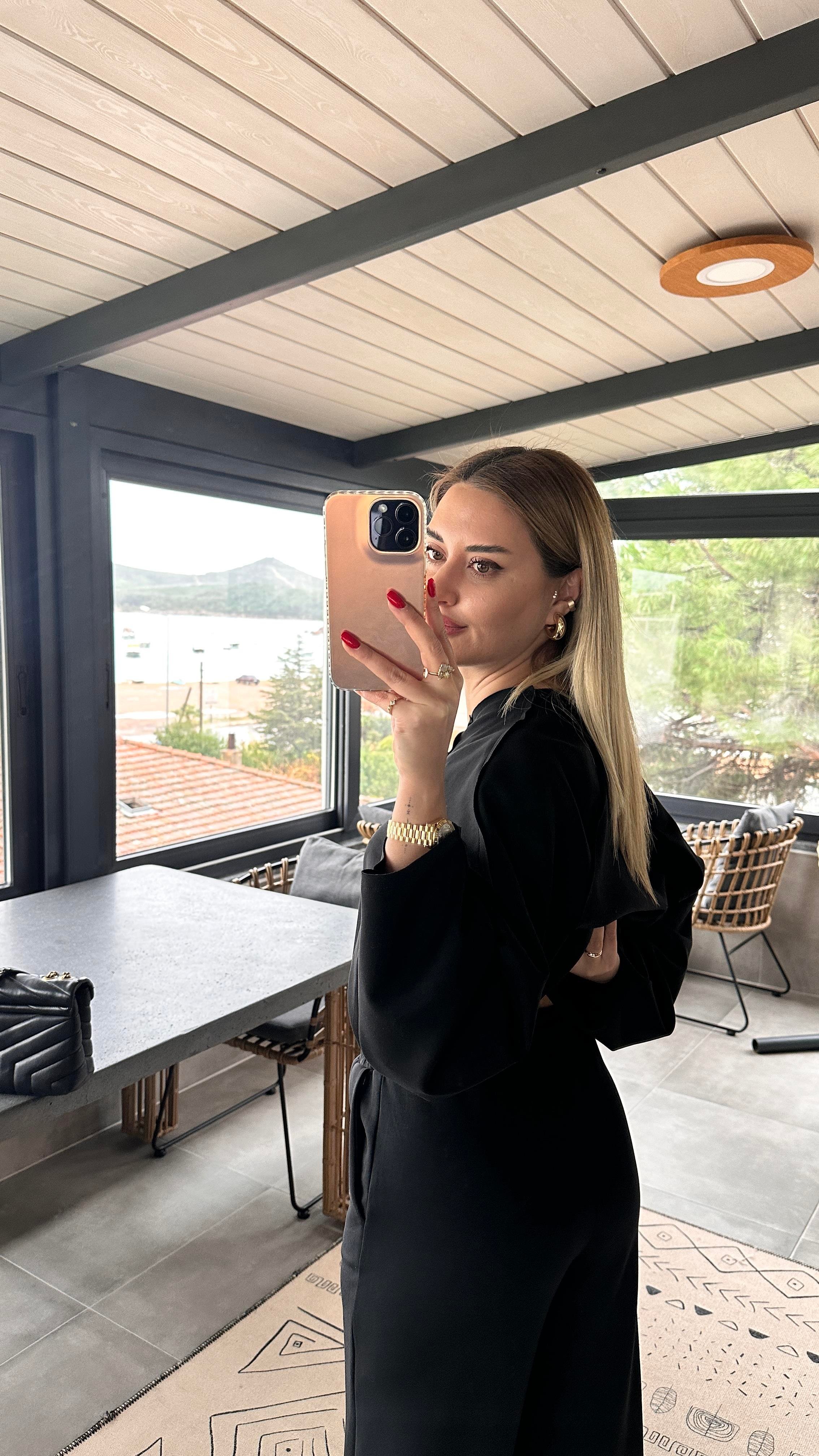 Premium Seri Ters Dikiş Detay Siyah Modal Takım