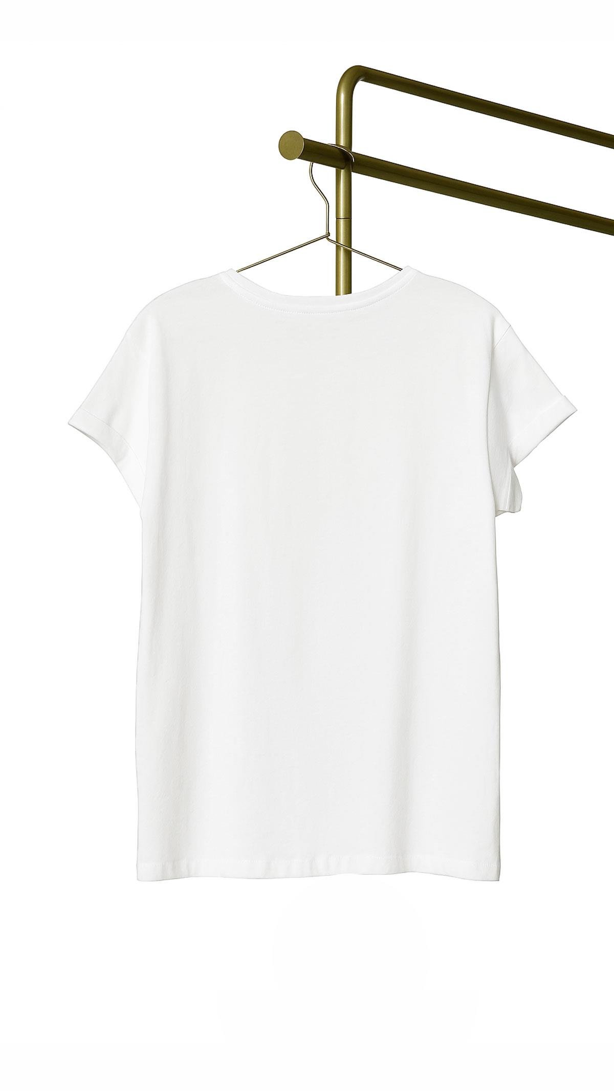 Silüet Baskılı Beyaz Tshirt