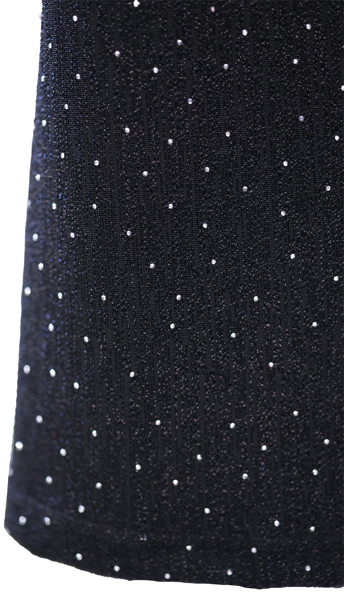 Siyah Parlak Silver Taşlı İspanyol Paça Pantolon