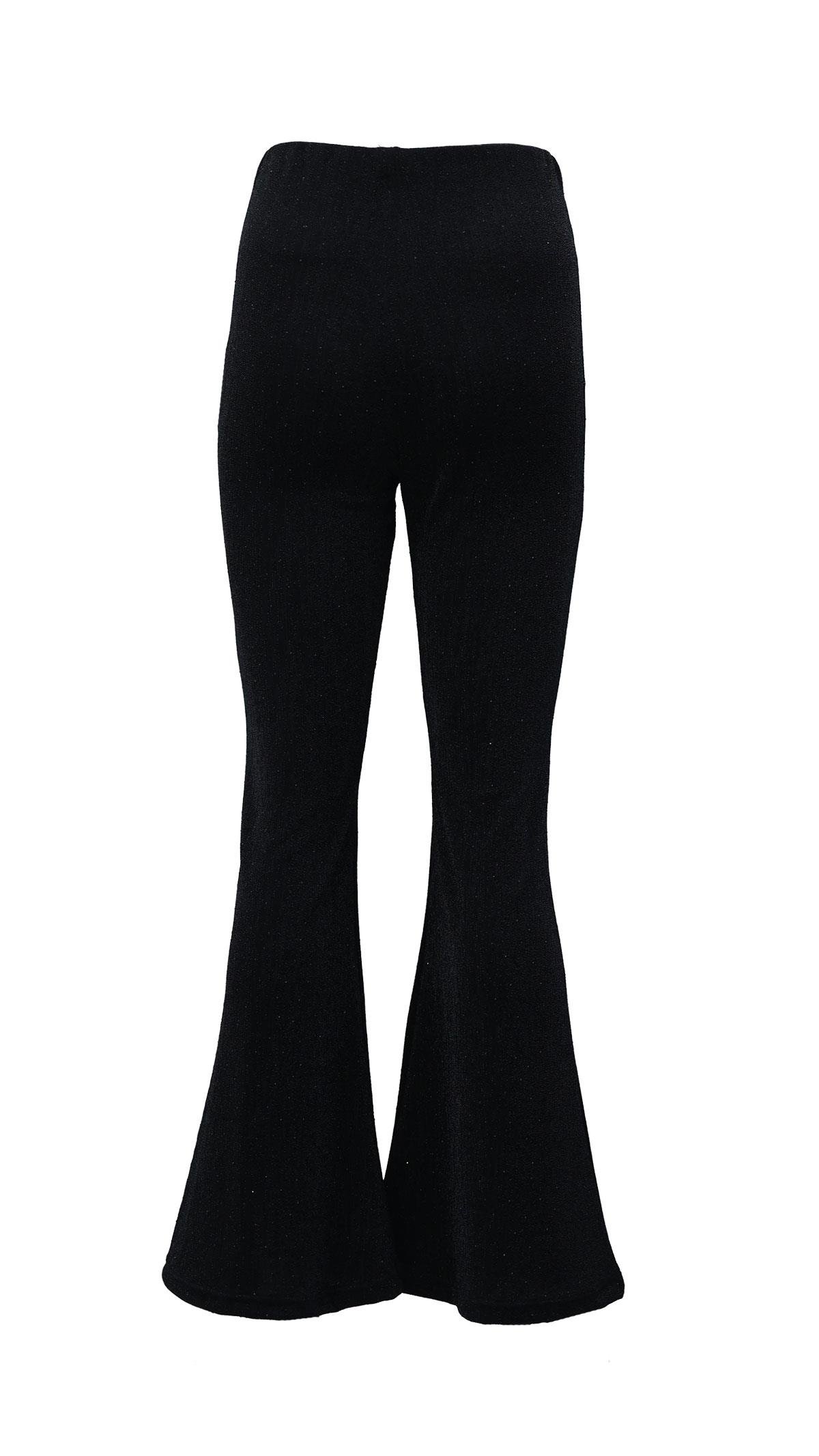 Siyah Taş Detay İspanyol Paça Simli Pantolon