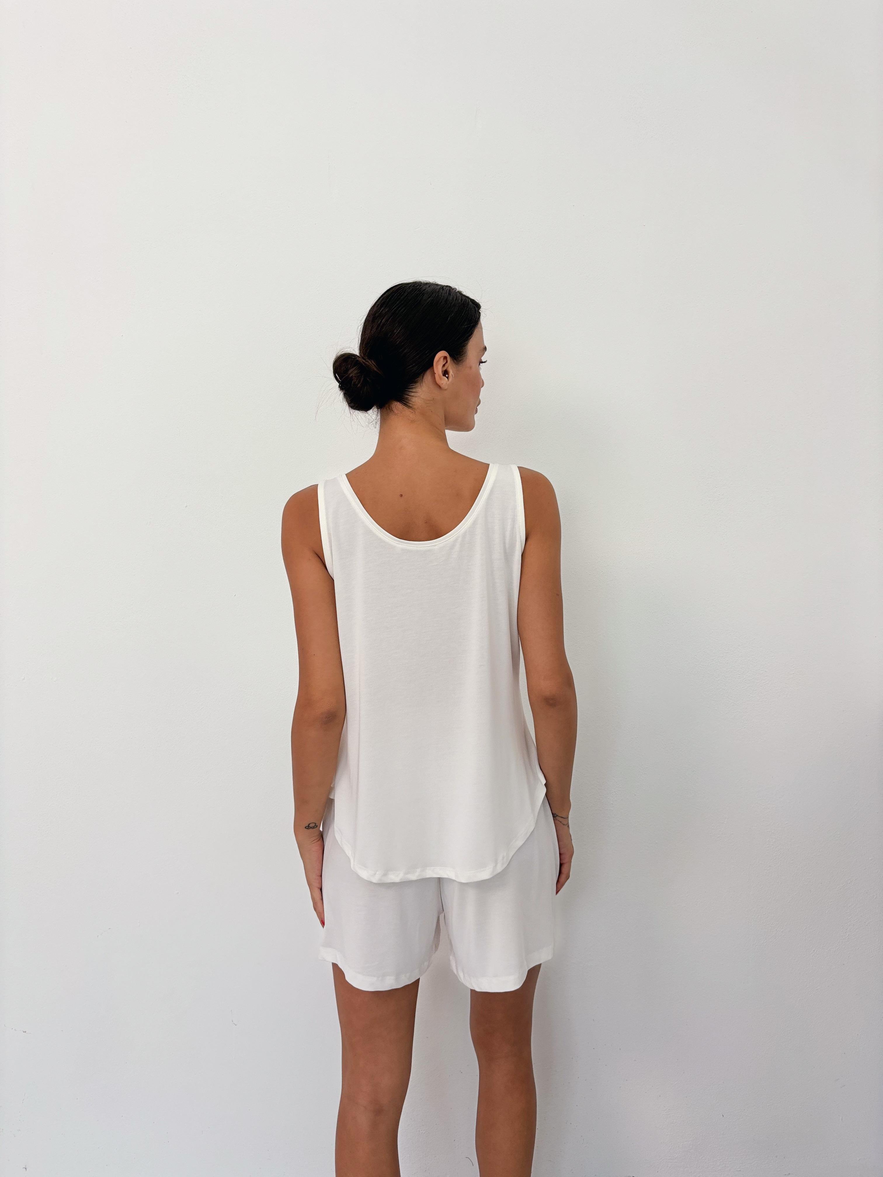 V Yaka Dökümlü Ekru Modal Atlet