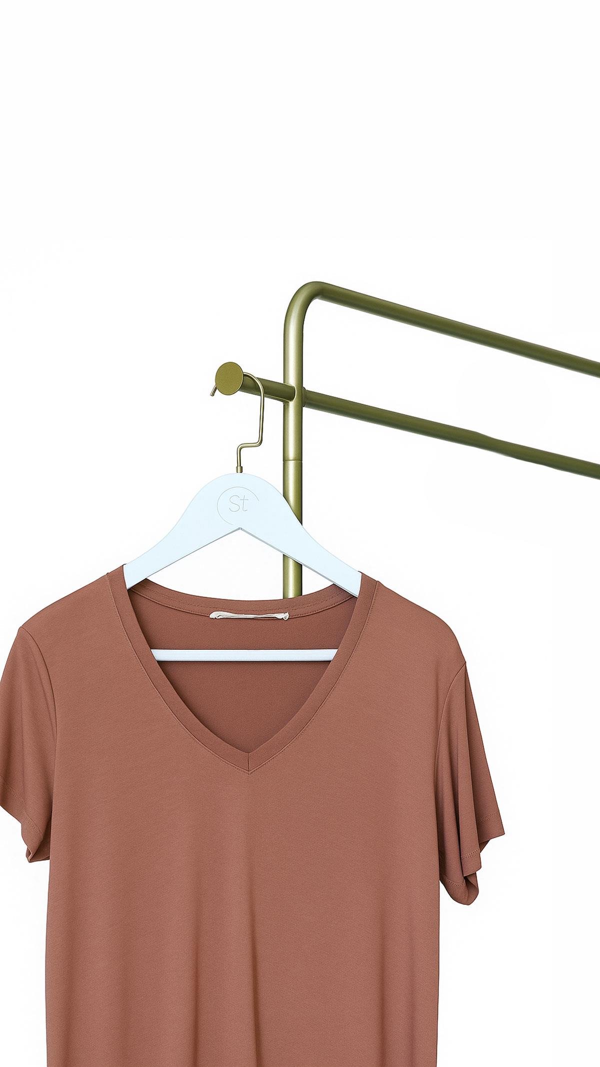 V Yaka Dökümlü Tarçın Modal Tshirt