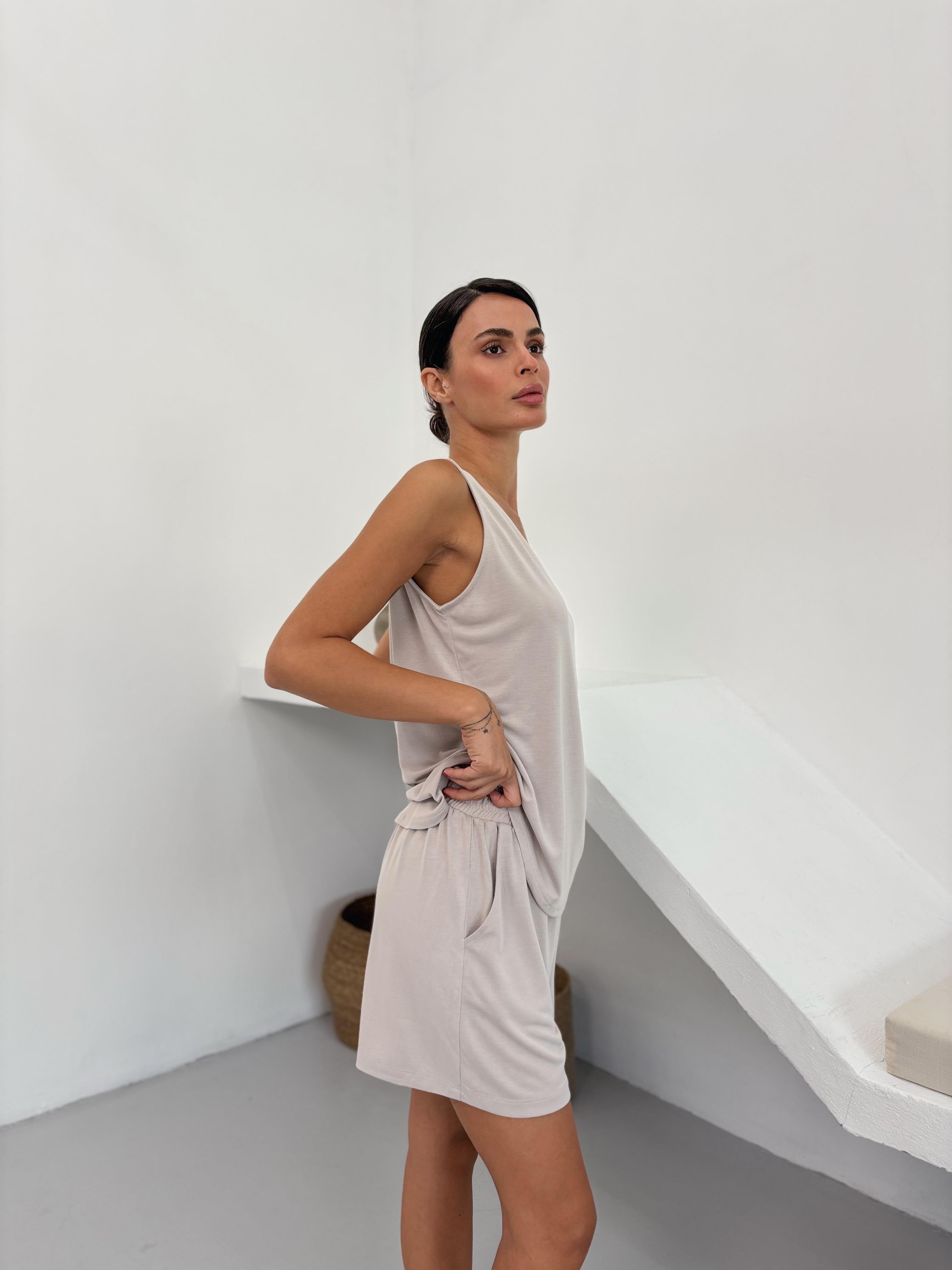 V Yaka Dökümlü Taş Modal Atlet