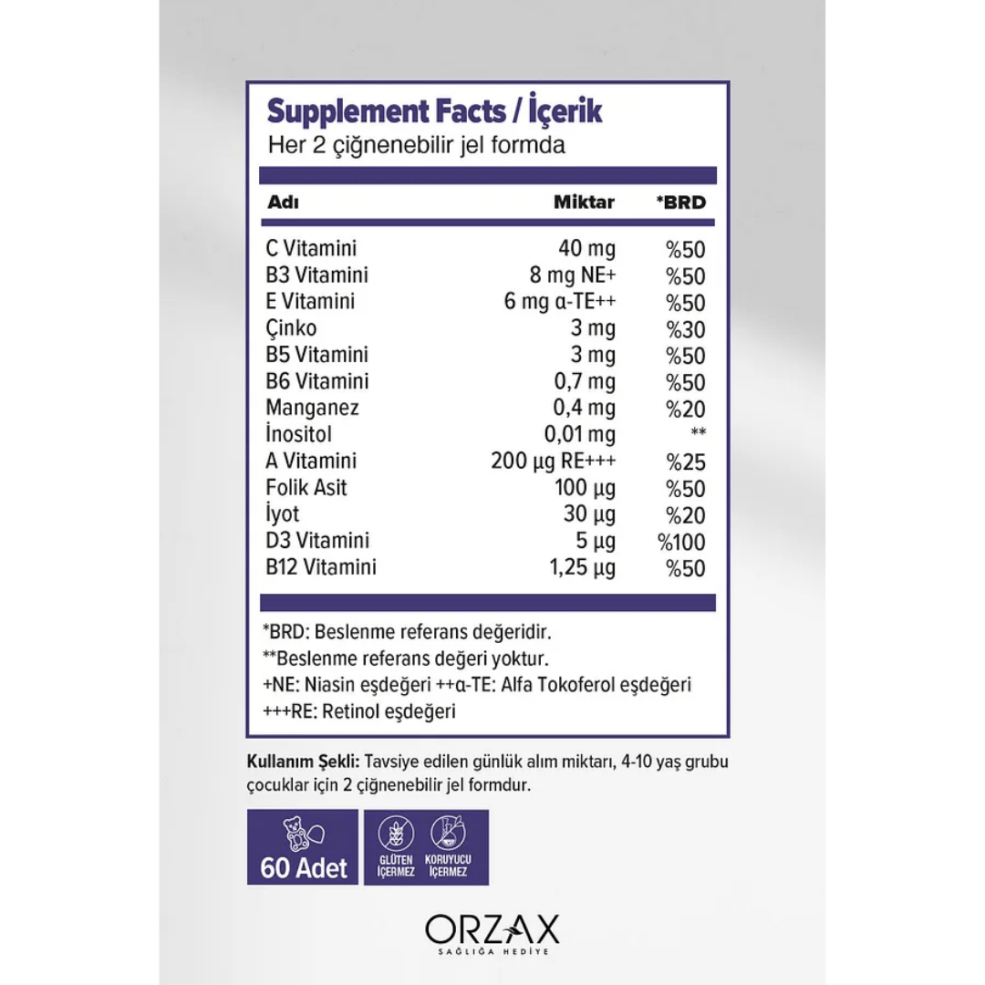  Orzax Ocean Gummies Multivitamin Kids 60 Adet Çiğnenebilir + Ocean Sambucus Kids 60 Adet Jel Form - orzax