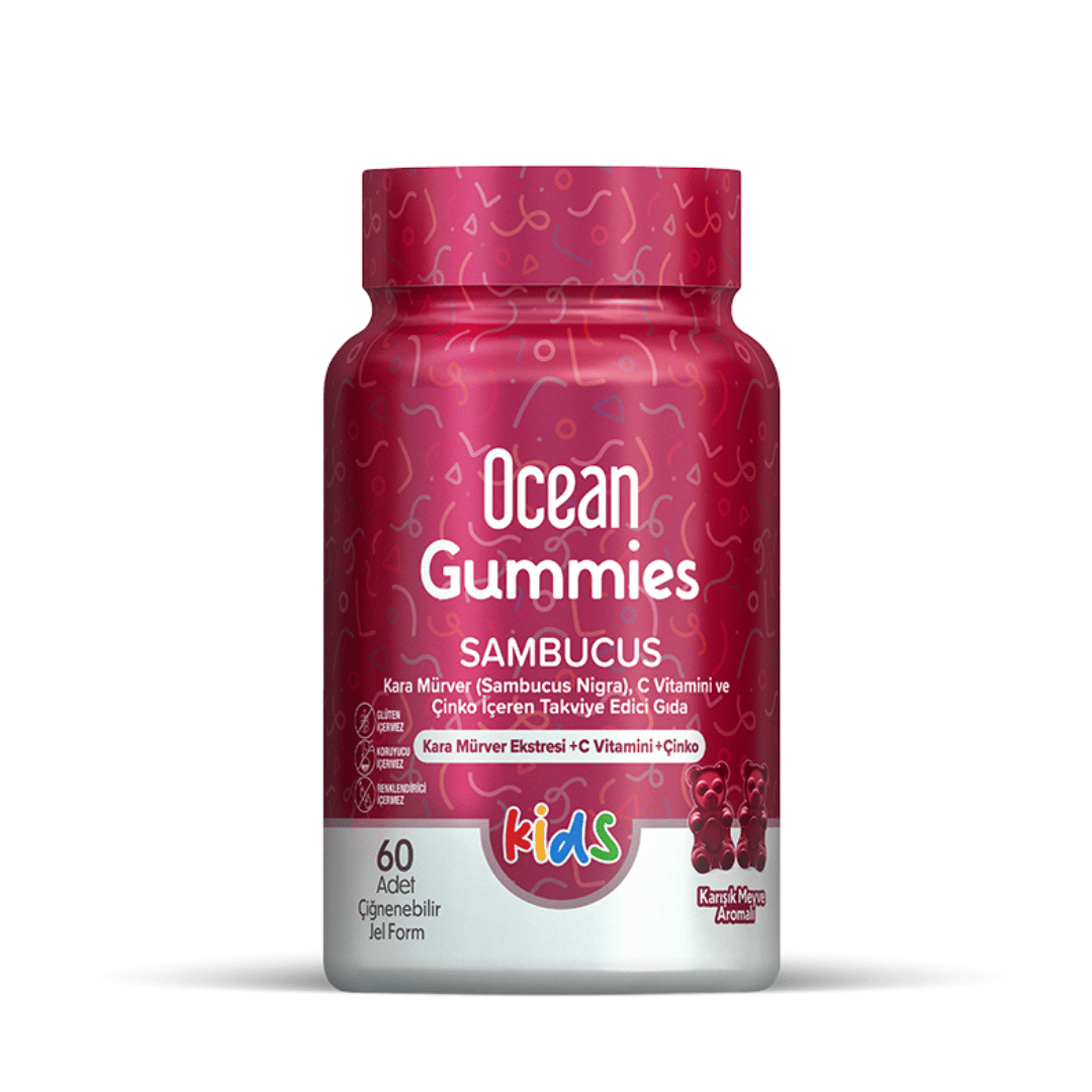  Orzax Ocean Gummies Multivitamin Kids 60 Adet Çiğnenebilir + Ocean Sambucus Kids 60 Adet Jel Form - orzax